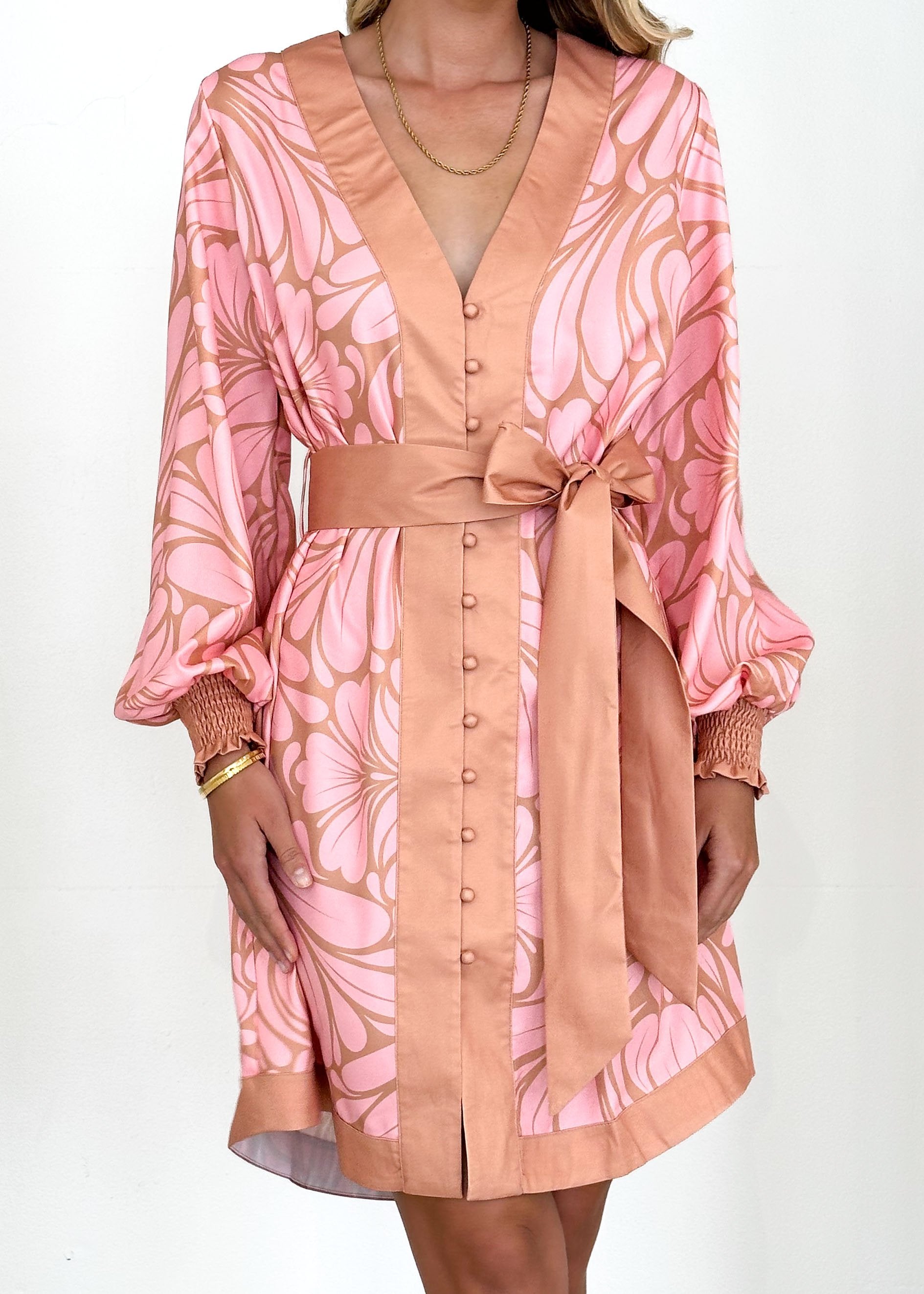 Lamae Dress - Peach Abstract