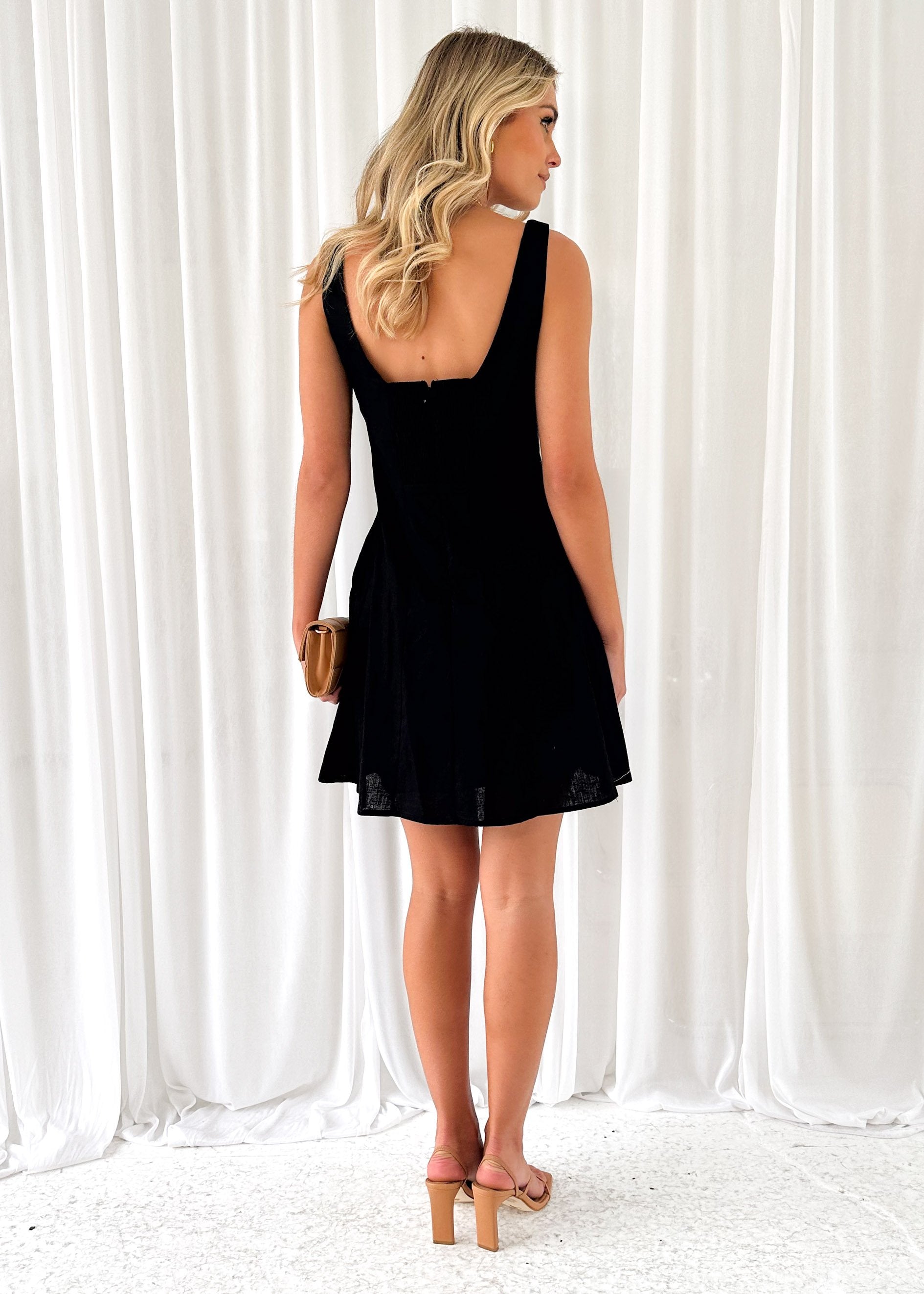 Sandrina Linen Dress - Black