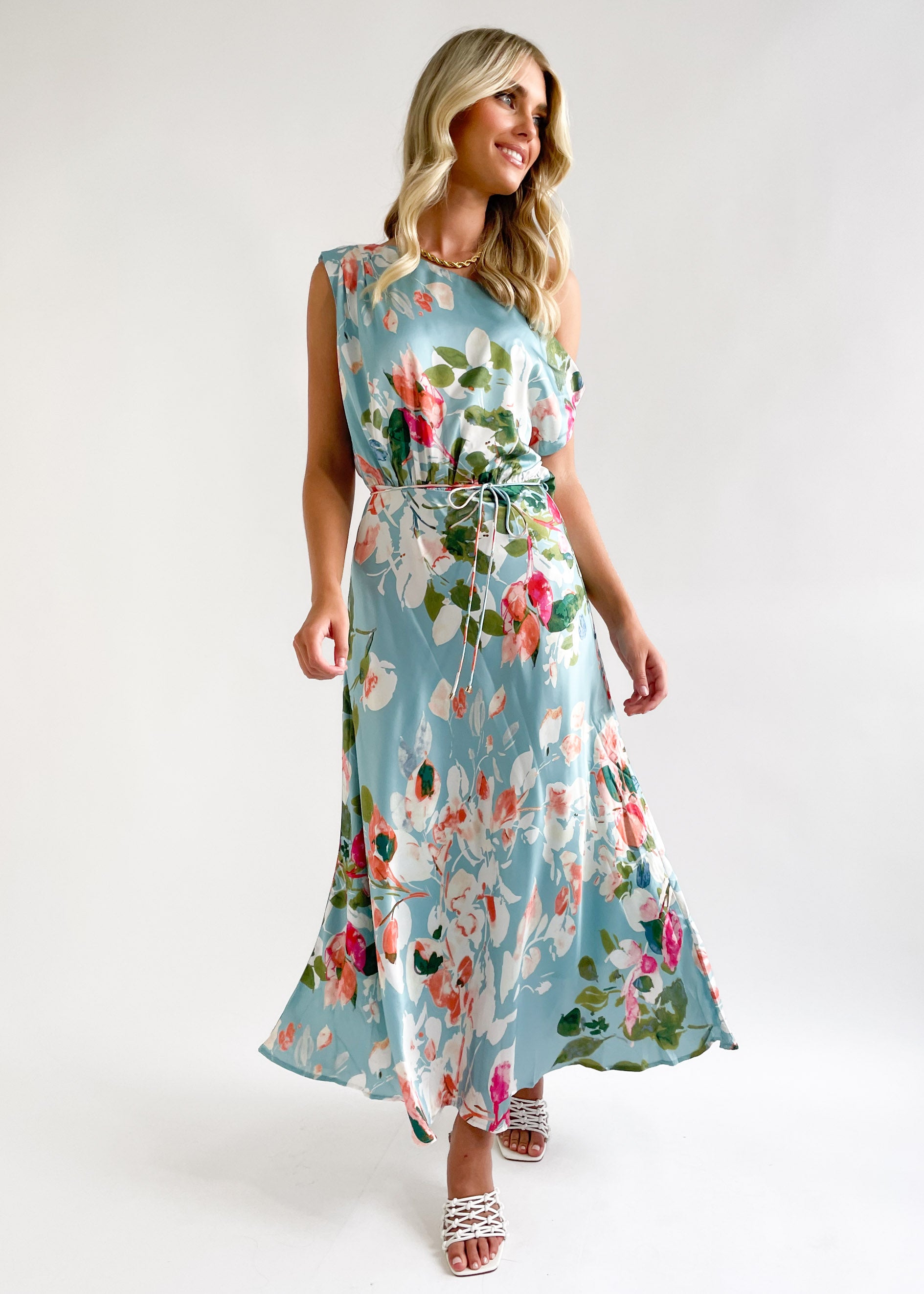 Larose Midi Dress - Blue Floral