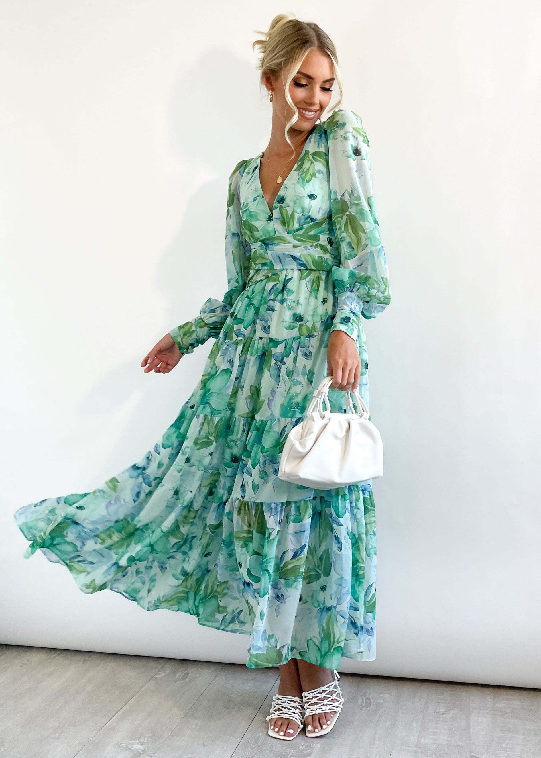 Kamellia Maxi Dress - Mint Floral