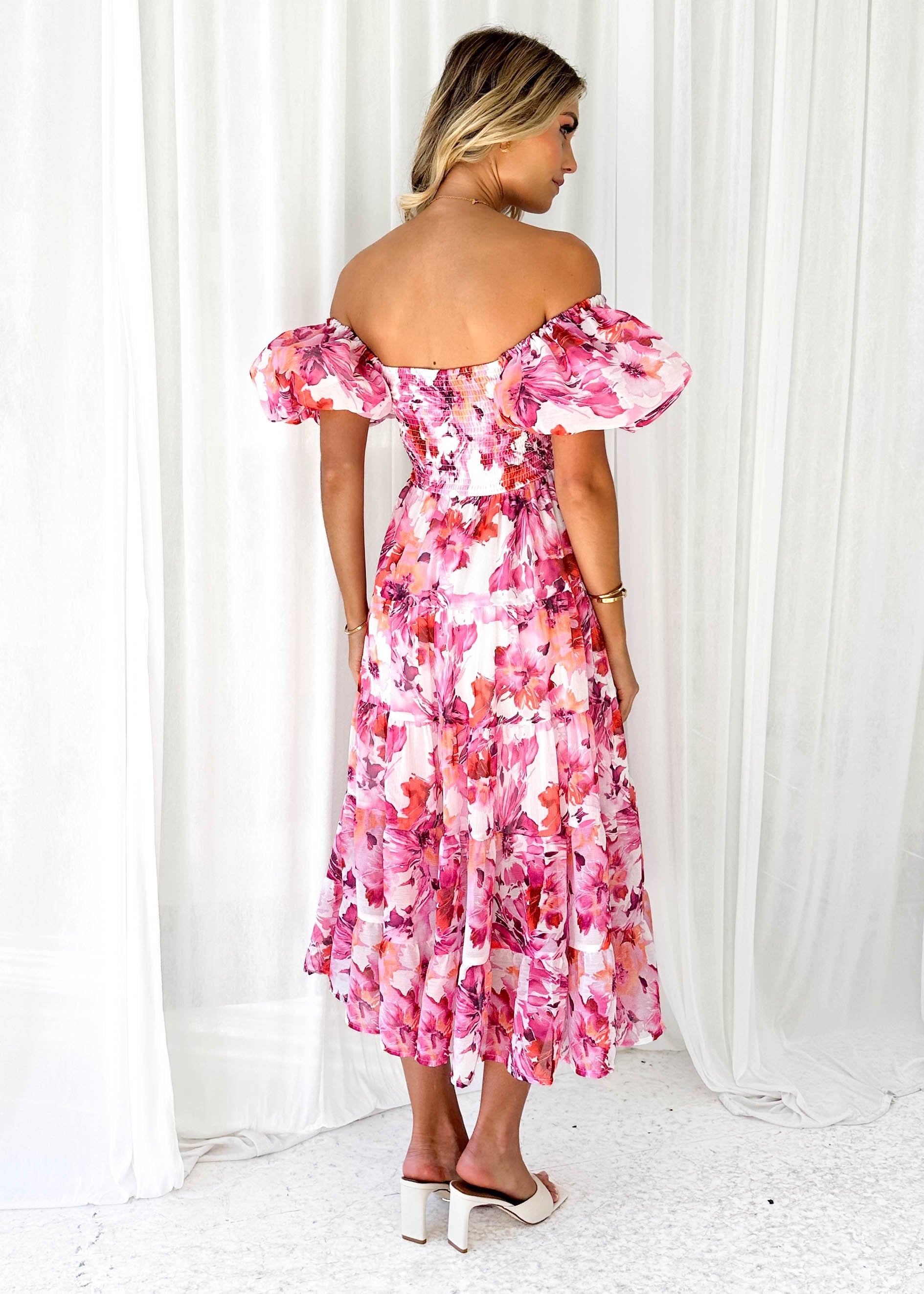 Greggie Midi Dress - Pink Floral