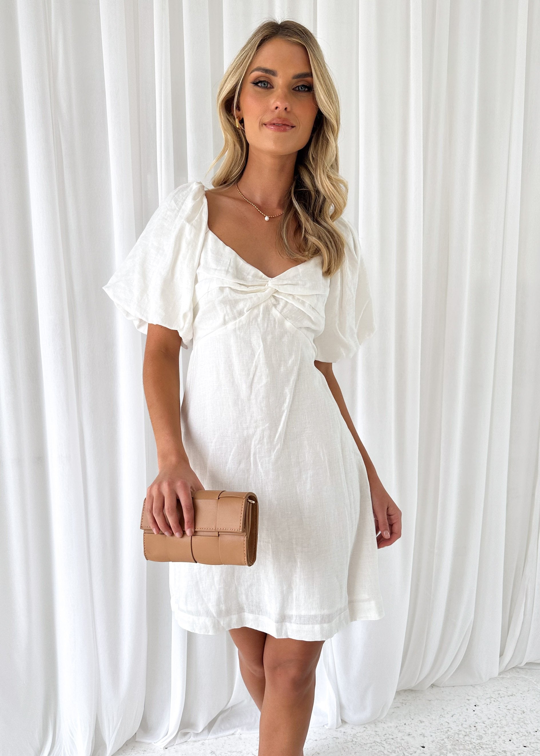 Argy Linen Dress - White