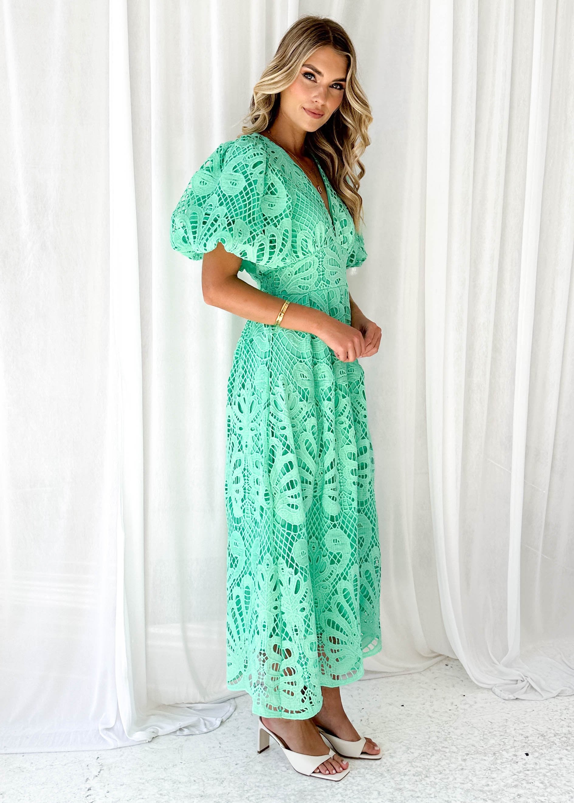 Mari Lace Maxi Dress - Jade Green