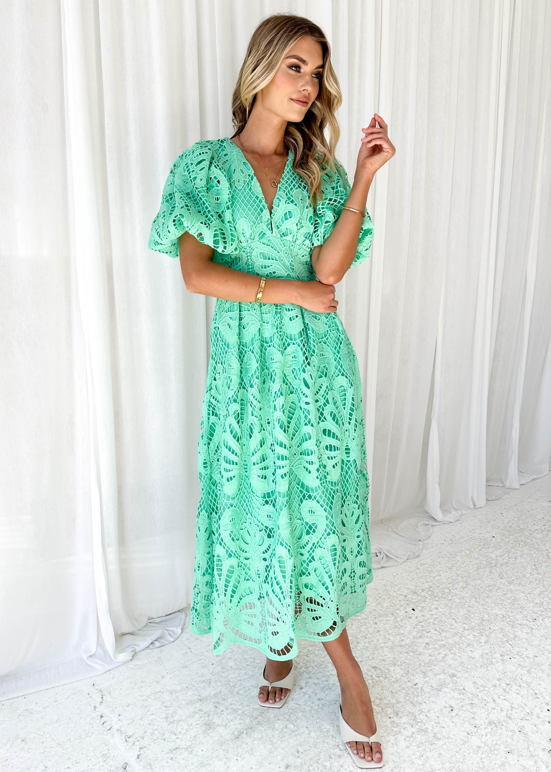 Mari Lace Maxi Dress - Jade Green