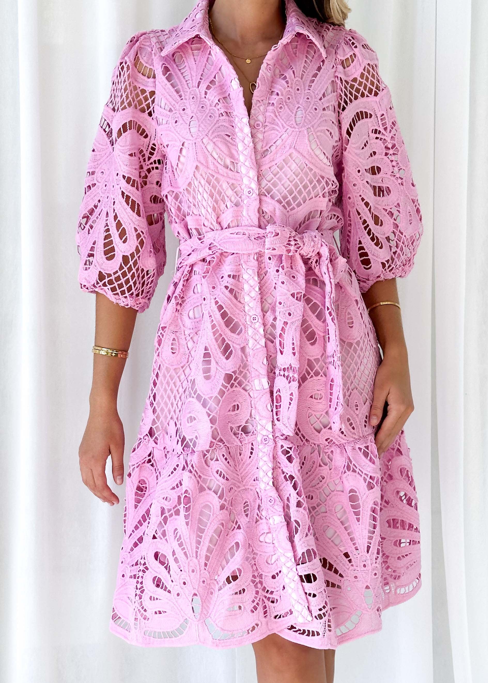 Nence Lace Dress - Pink