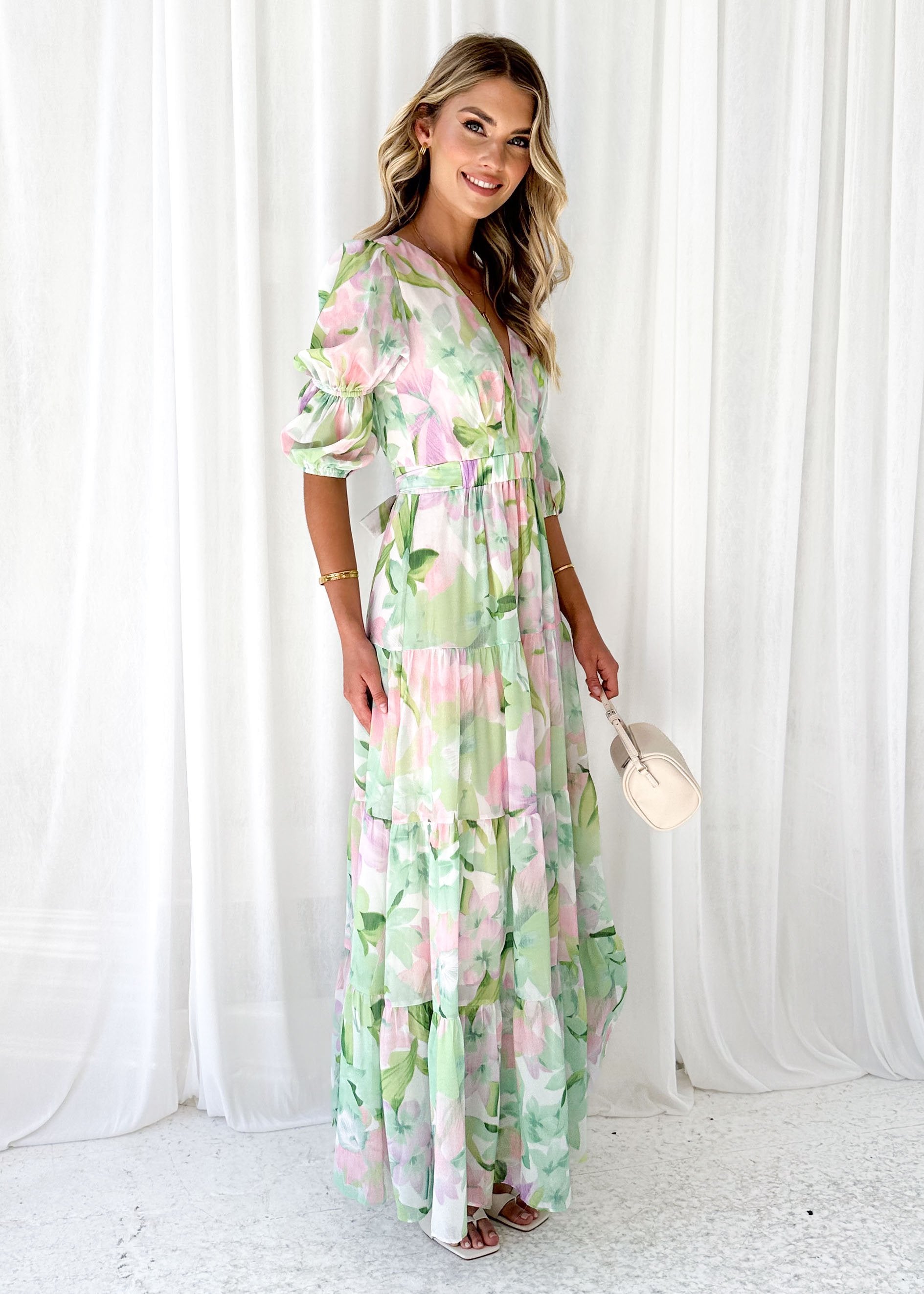 Armella Maxi Dress - Pastel Leaf