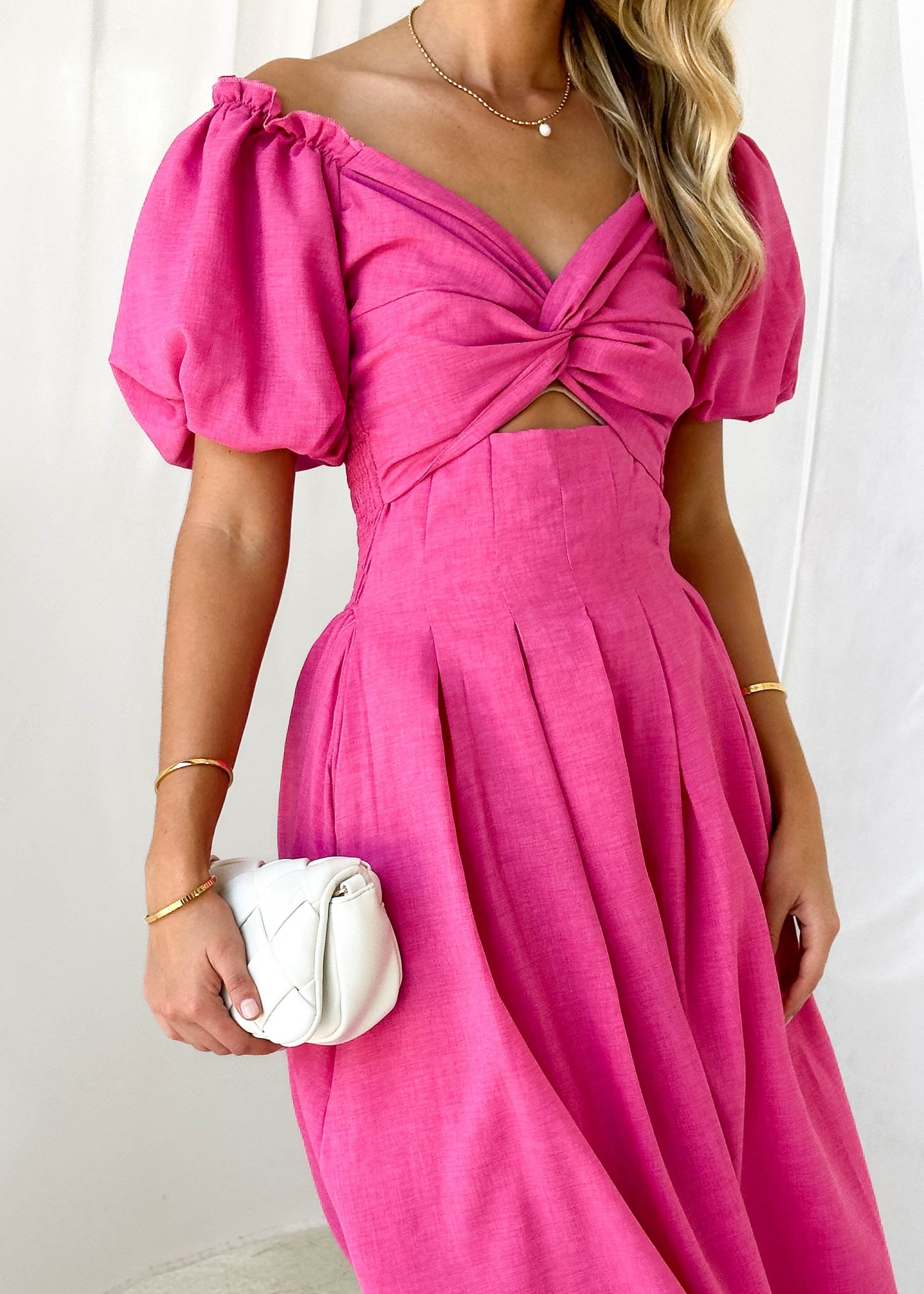 Davona Midi Dress - Hot Pink