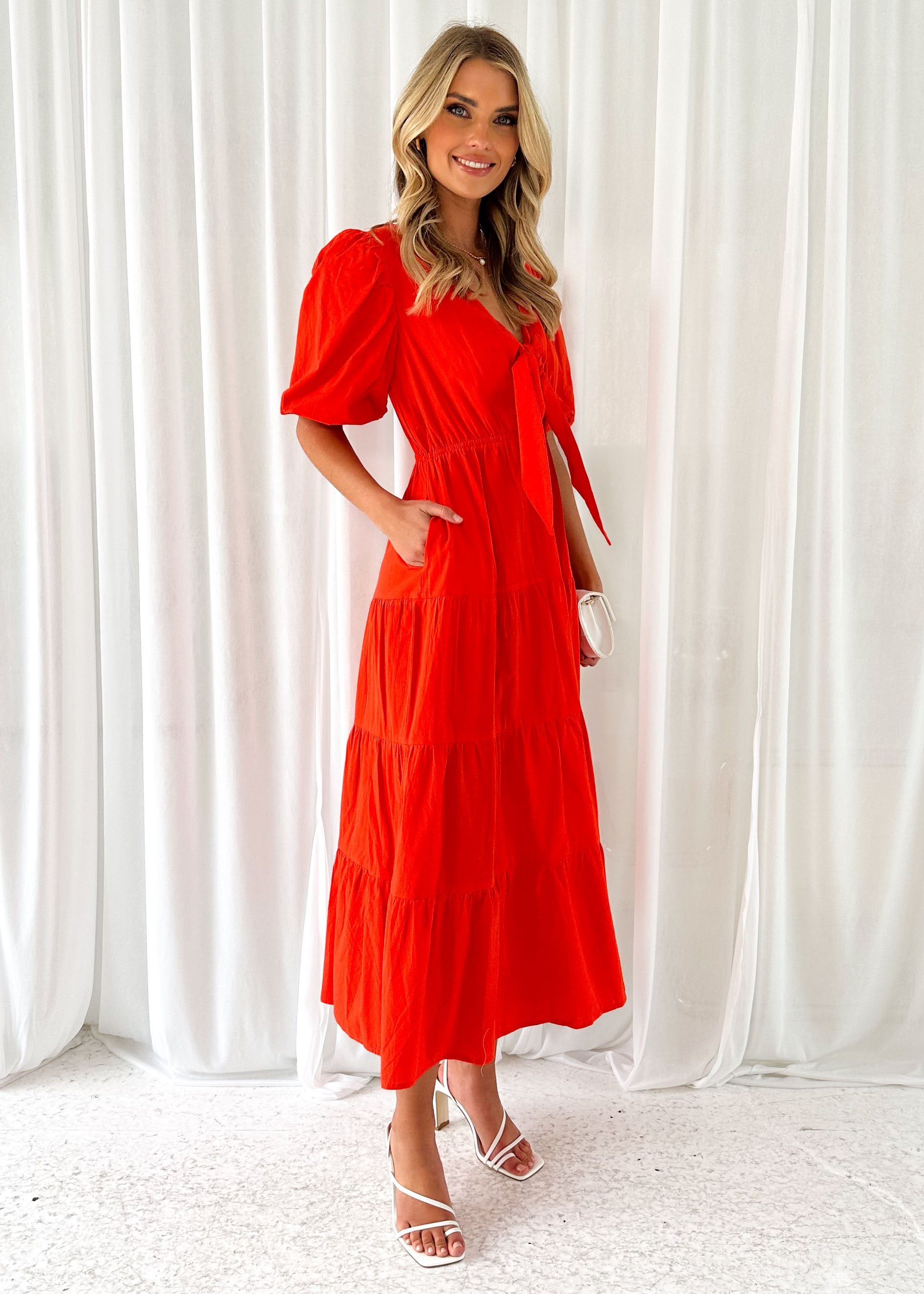 Tinra Midi Dress - Scarlet