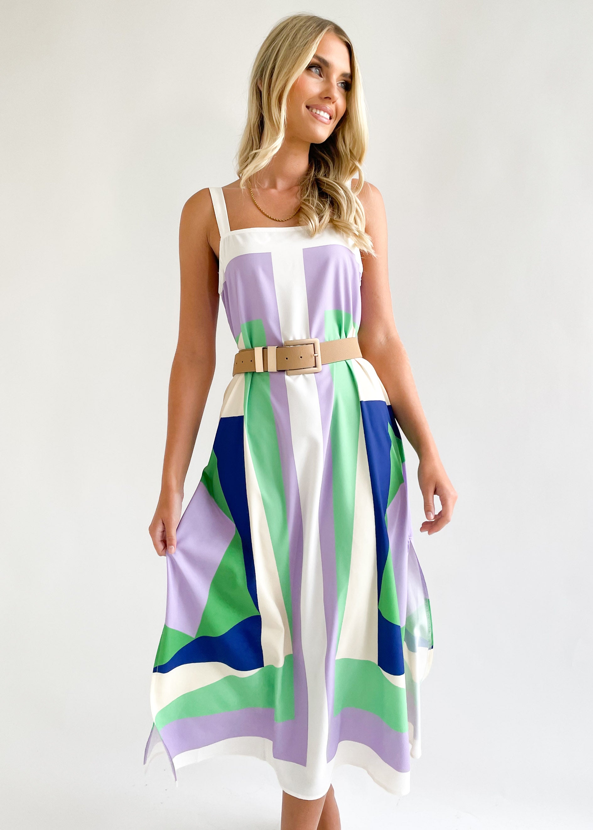Aldiana Maxi Dress - Lilac Geo