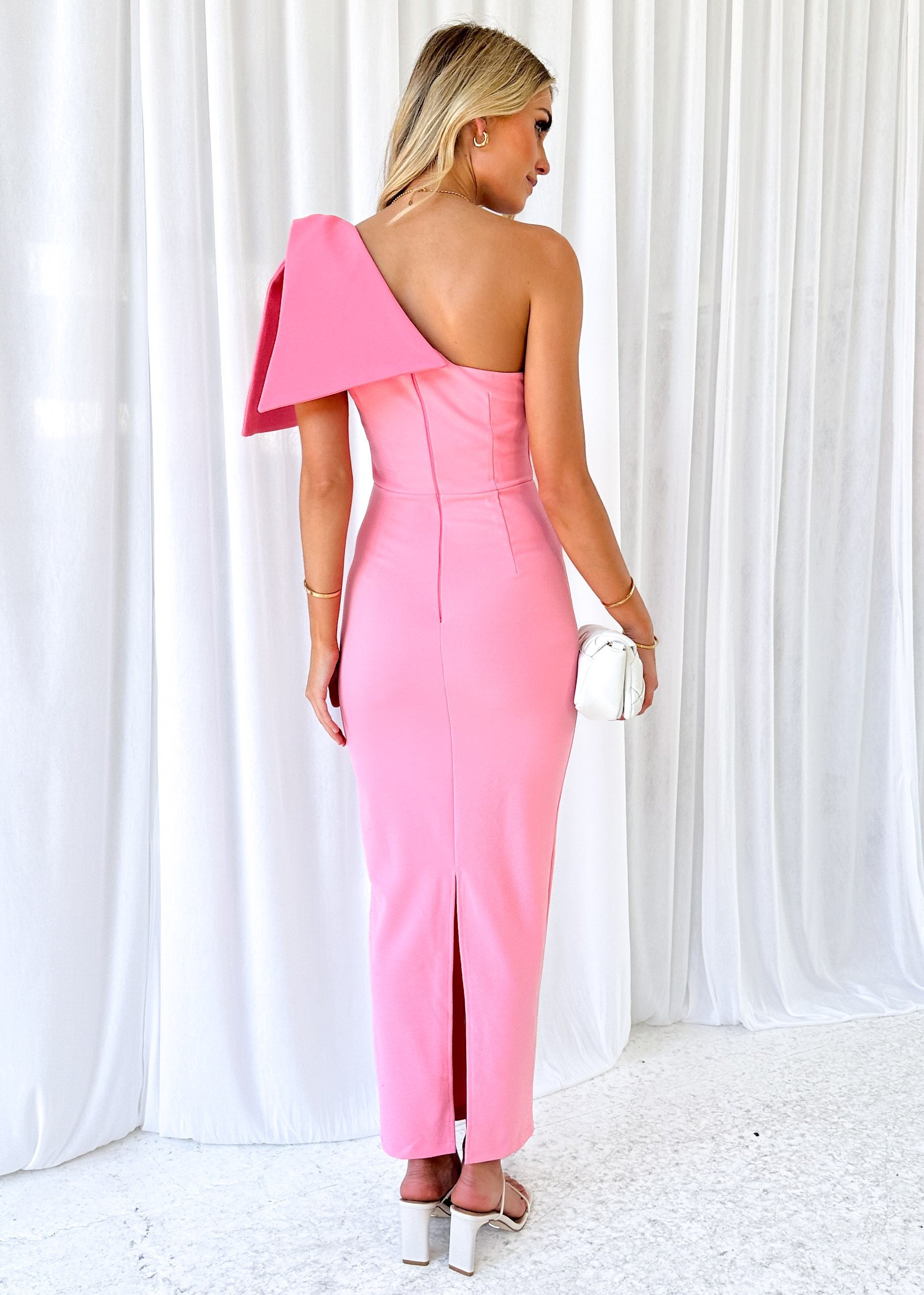 Parrie One Shoulder Midi Dress - Pink