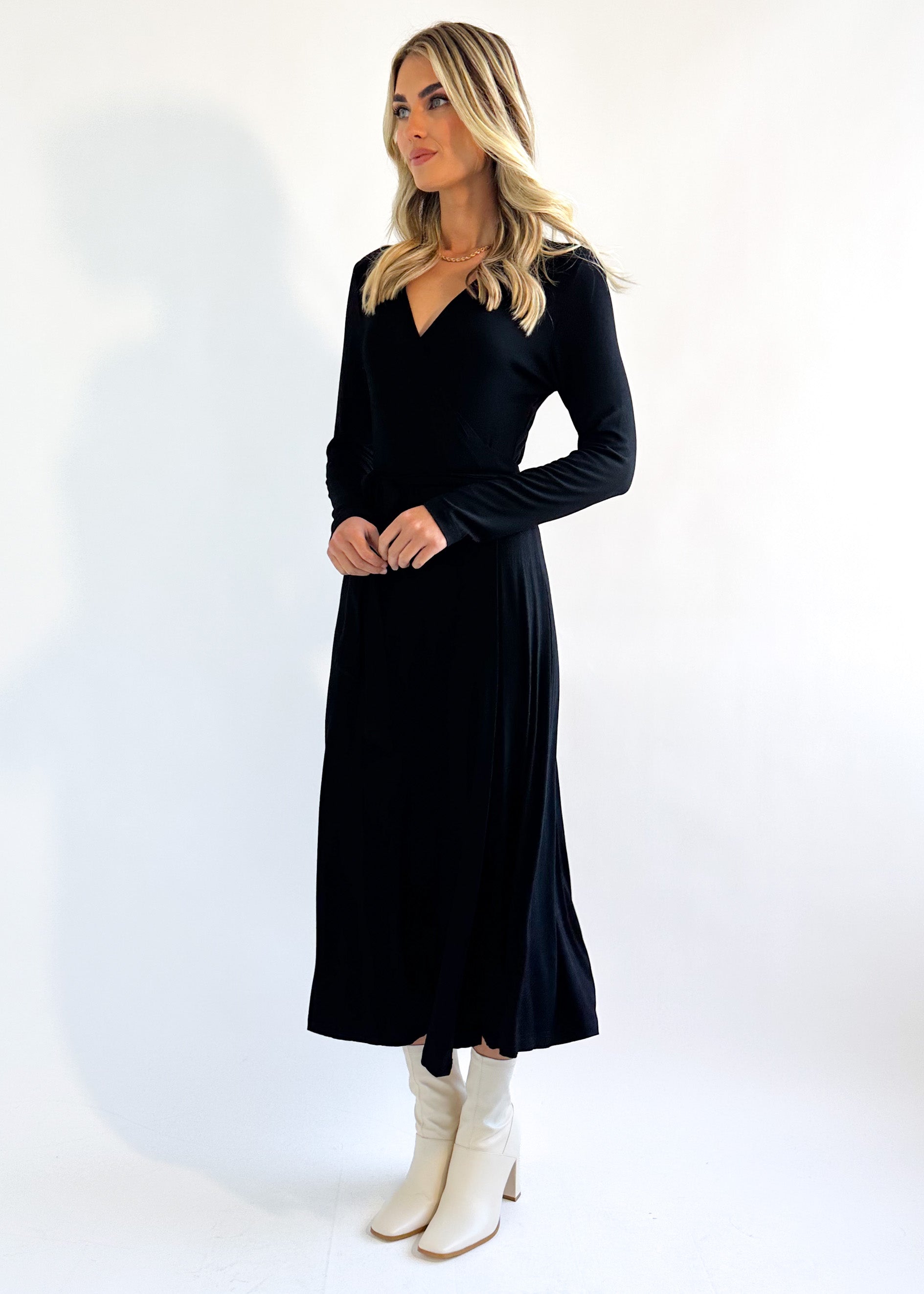 Nicolle Jersey Midi Dress - Black