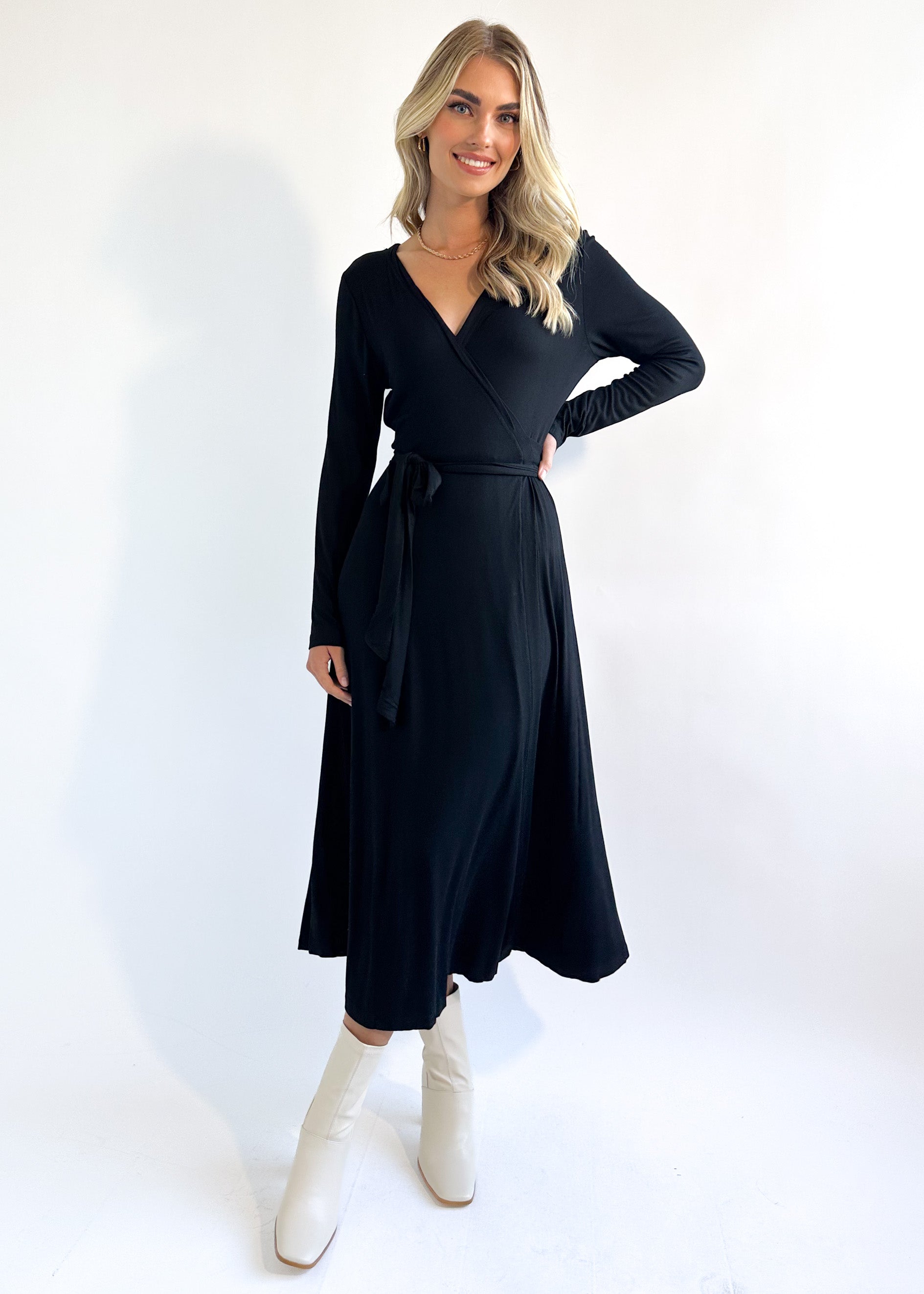 Nicolle Jersey Midi Dress - Black
