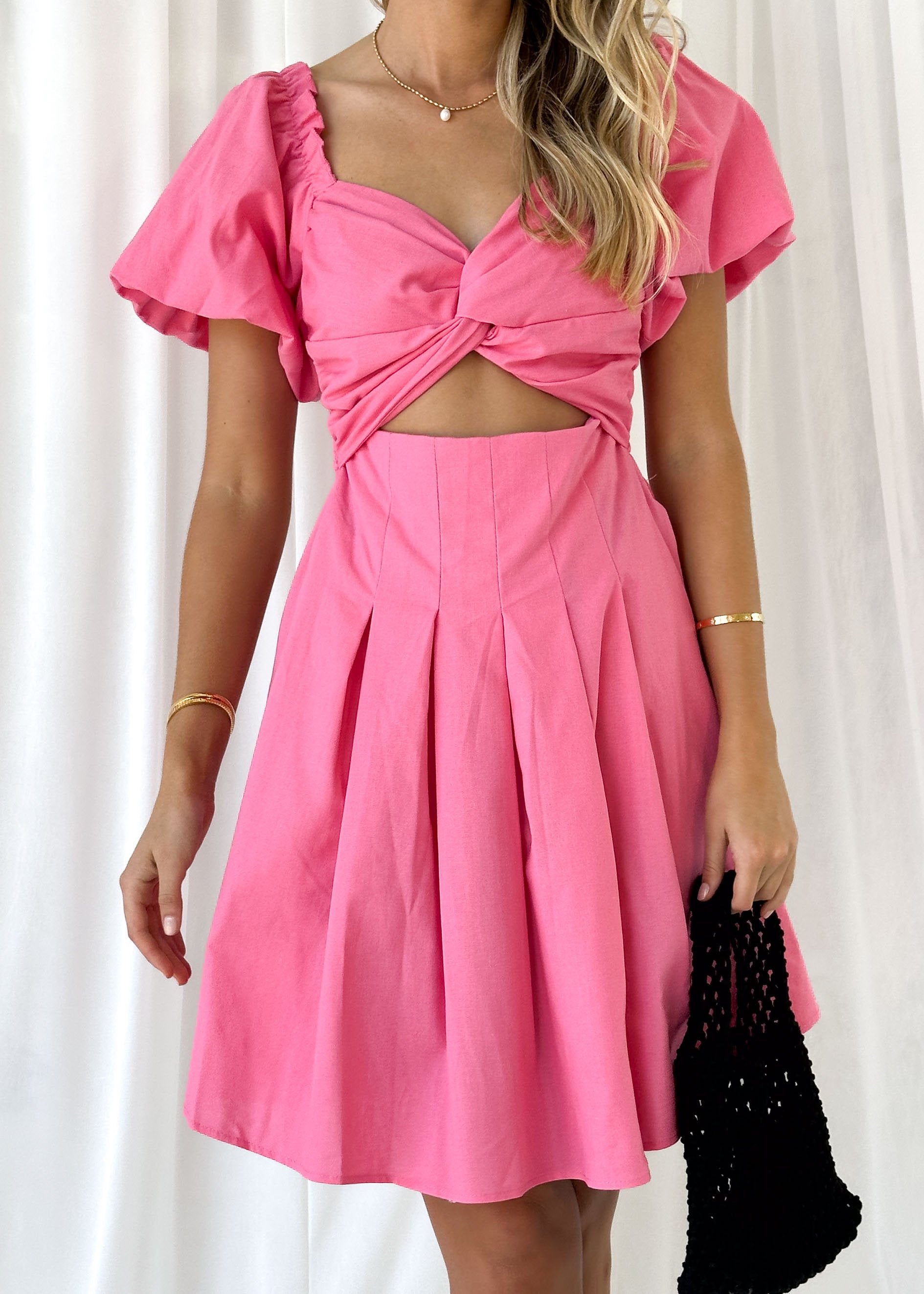 Sancha Off Shoulder Dress - Hot Pink