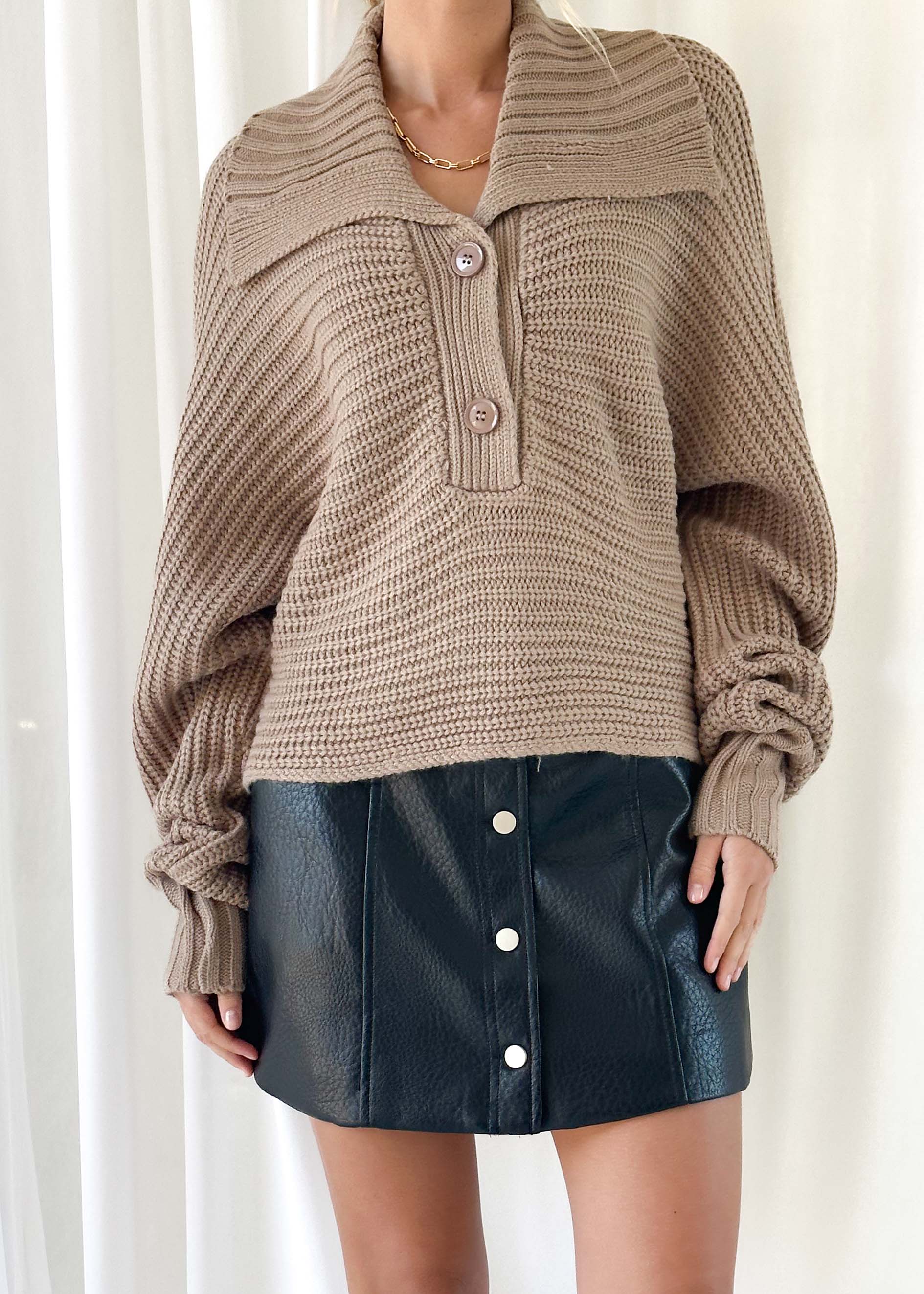 Denisse Cropped Sweater - Brown
