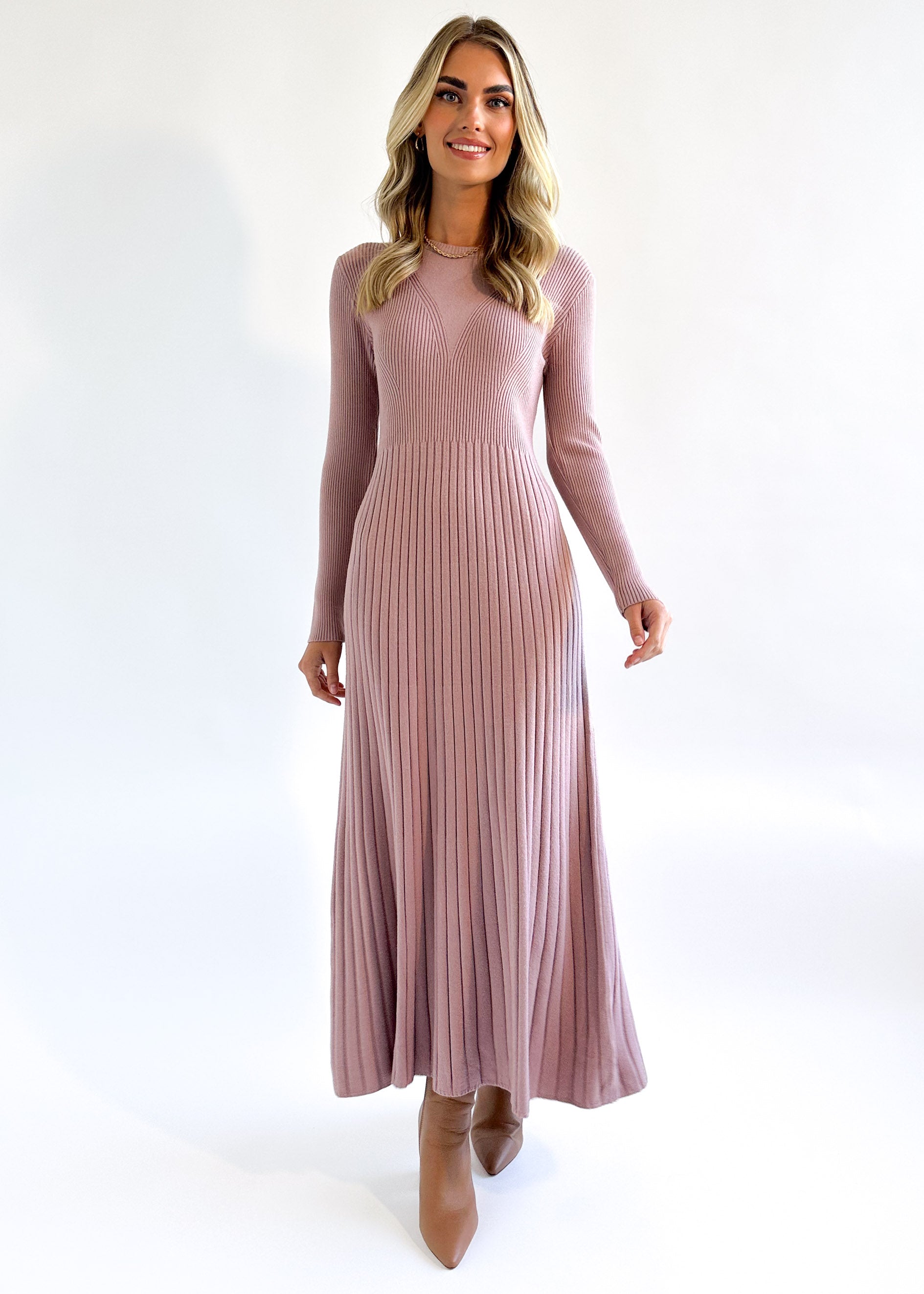 Robine Knit Midi Dress - Dusty Pink