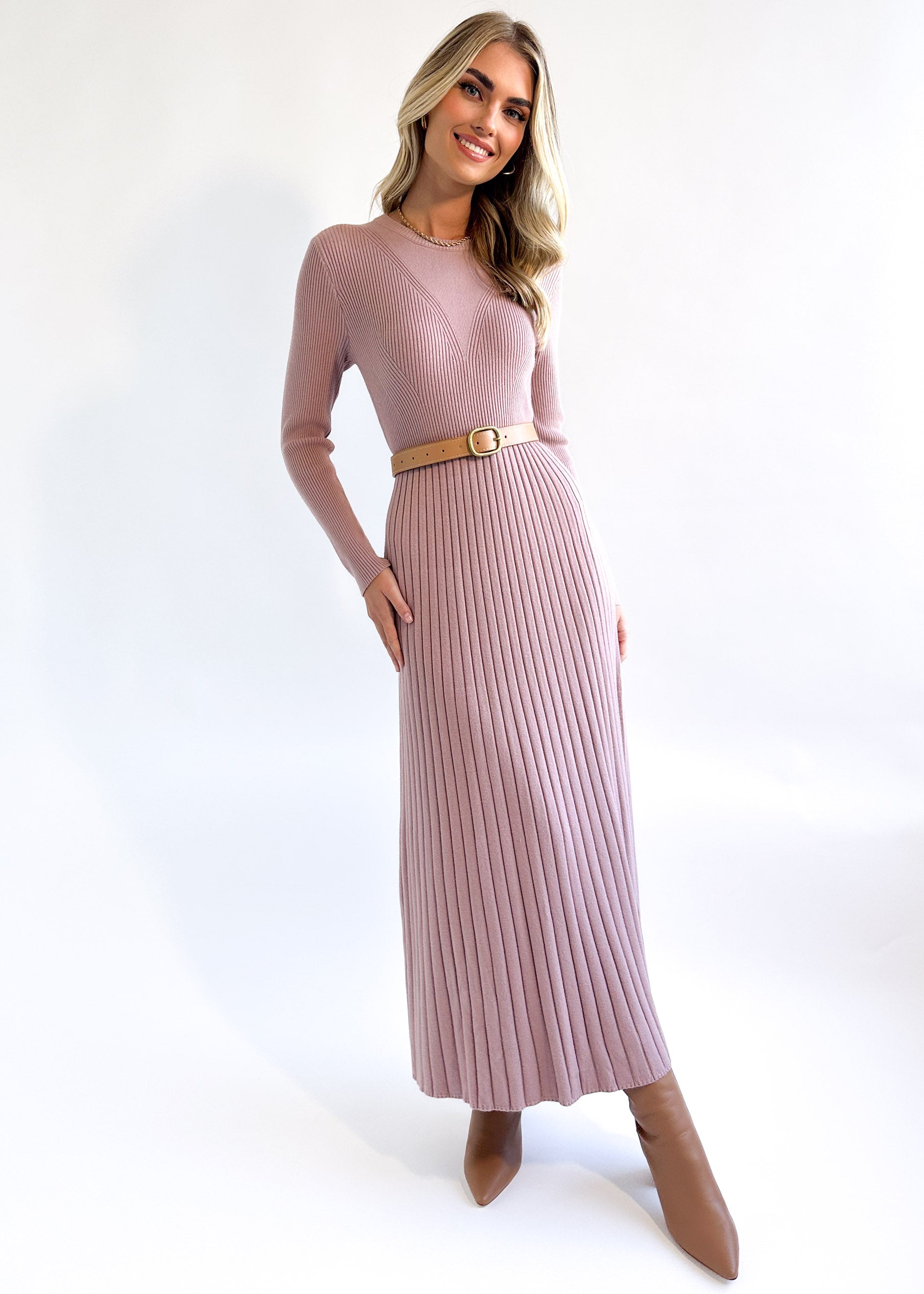 Robine Knit Midi Dress - Dusty Pink