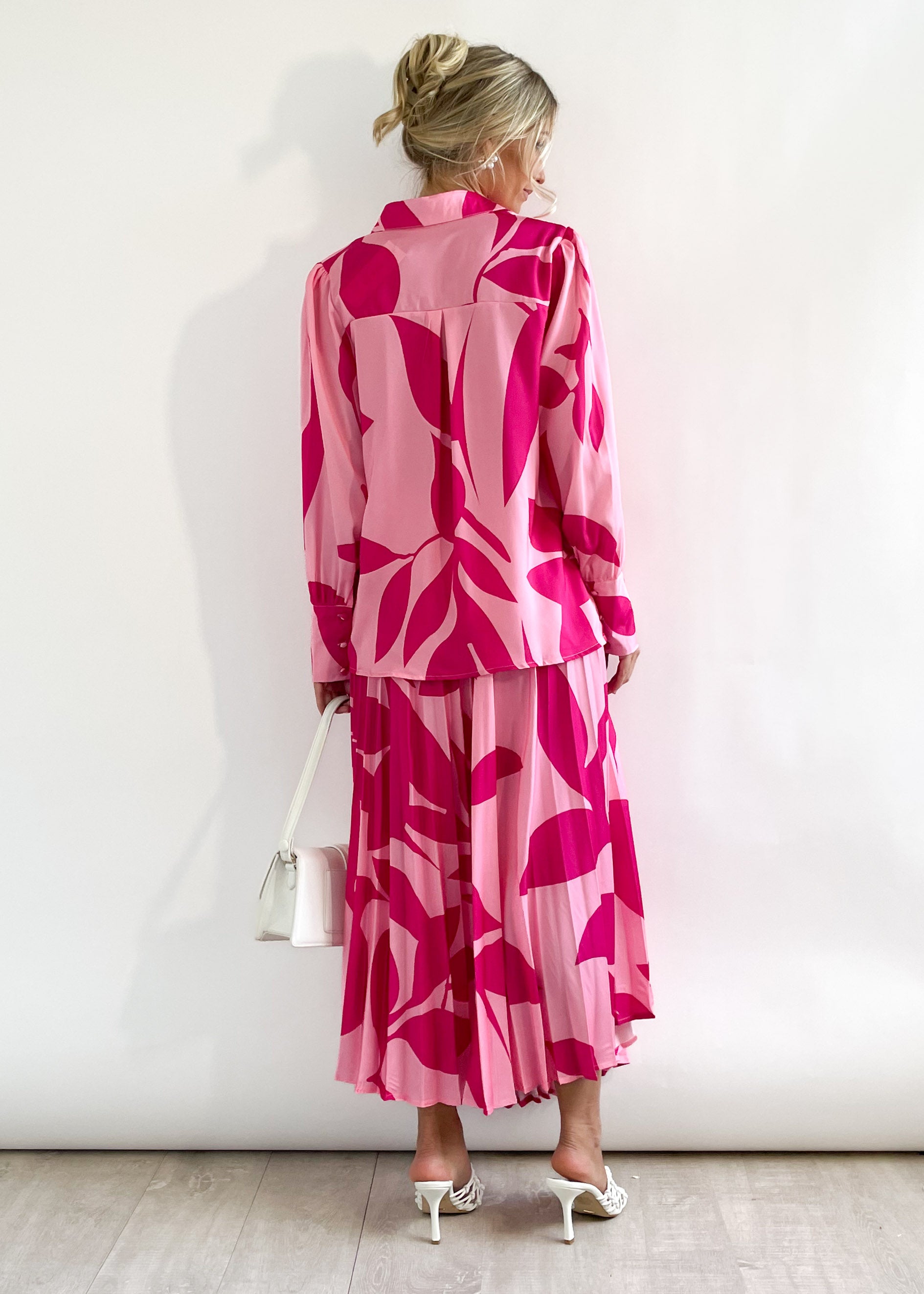 Lylia Shirt - Magenta Leaf