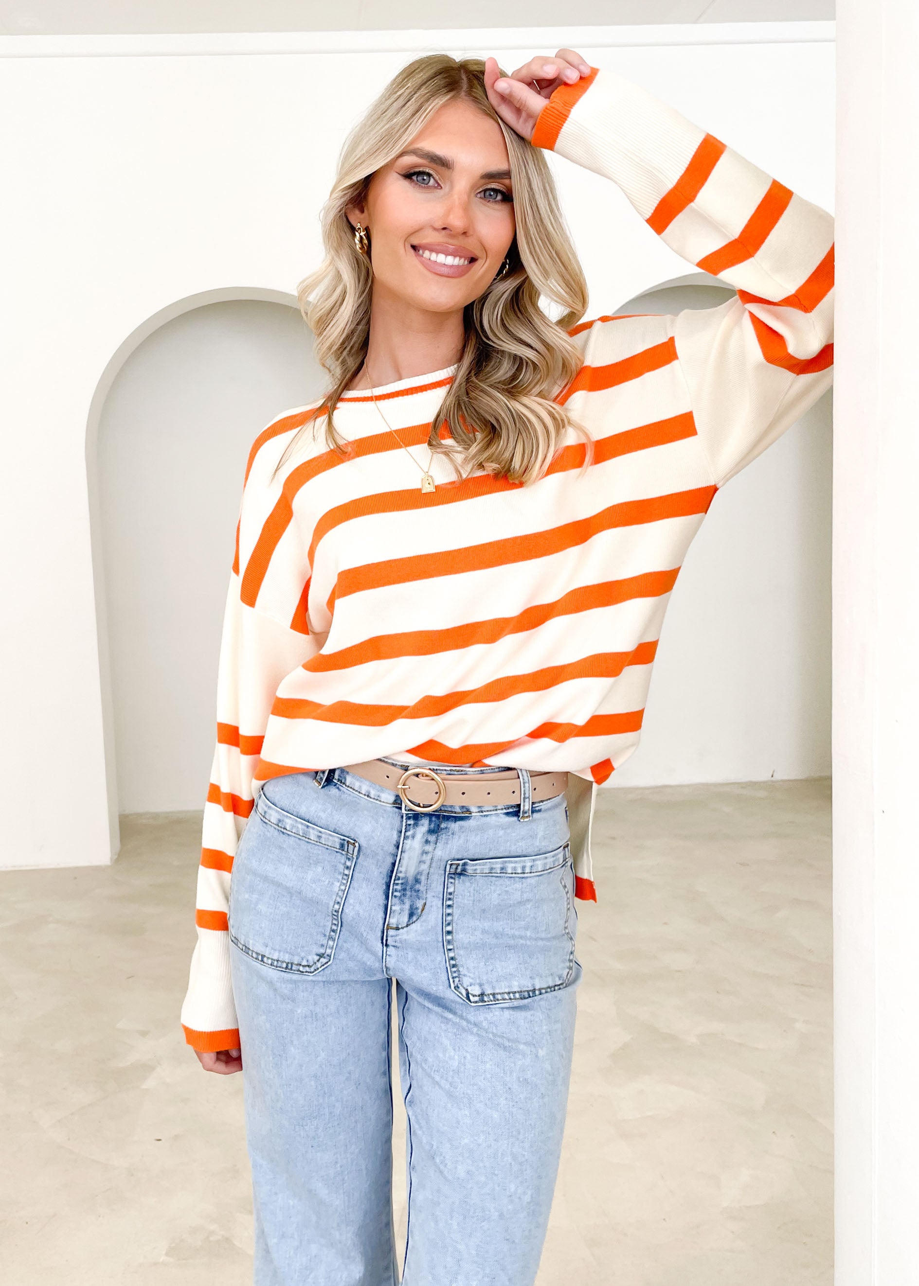 Mauriel Sweater - Orange Stripe