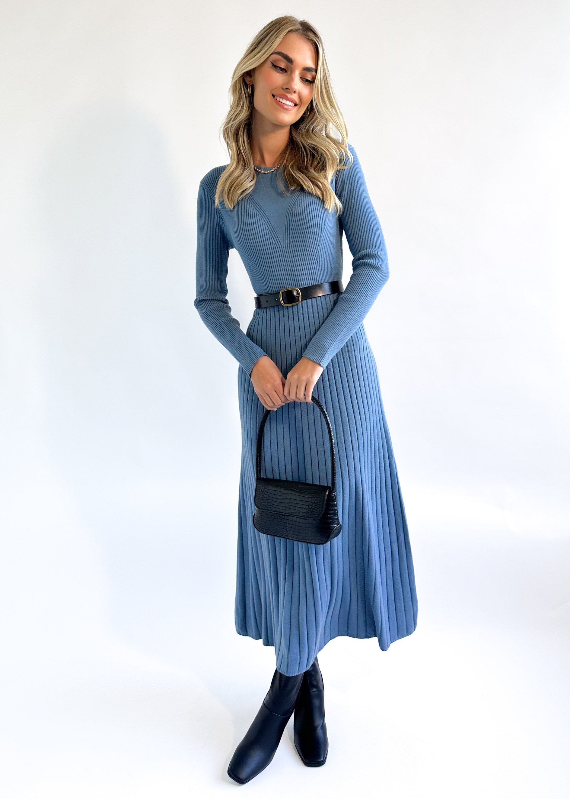 Robine Knit Midi Dress - Blue