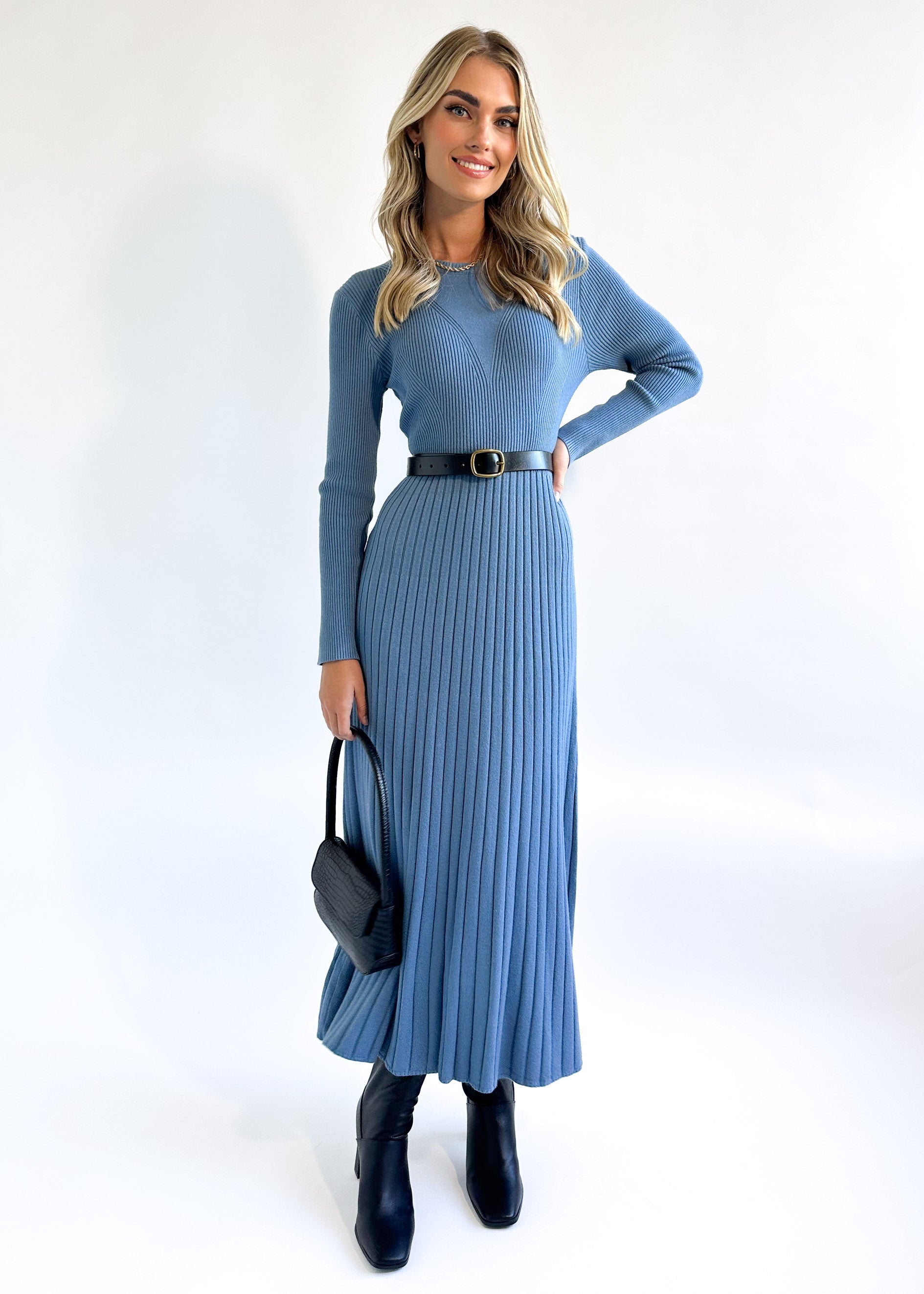 Robine Knit Midi Dress - Blue