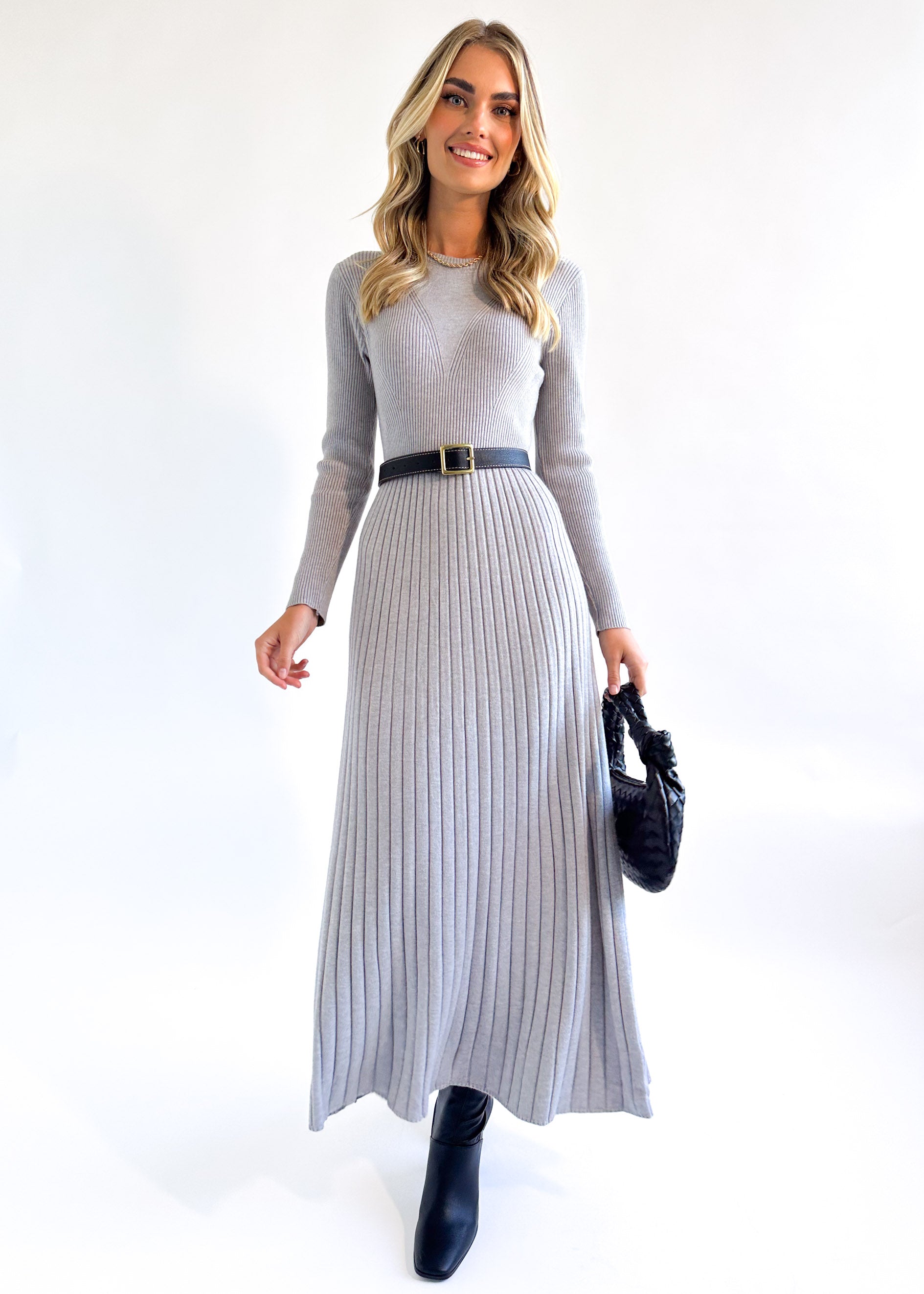 Robine Knit Midi Dress - Grey