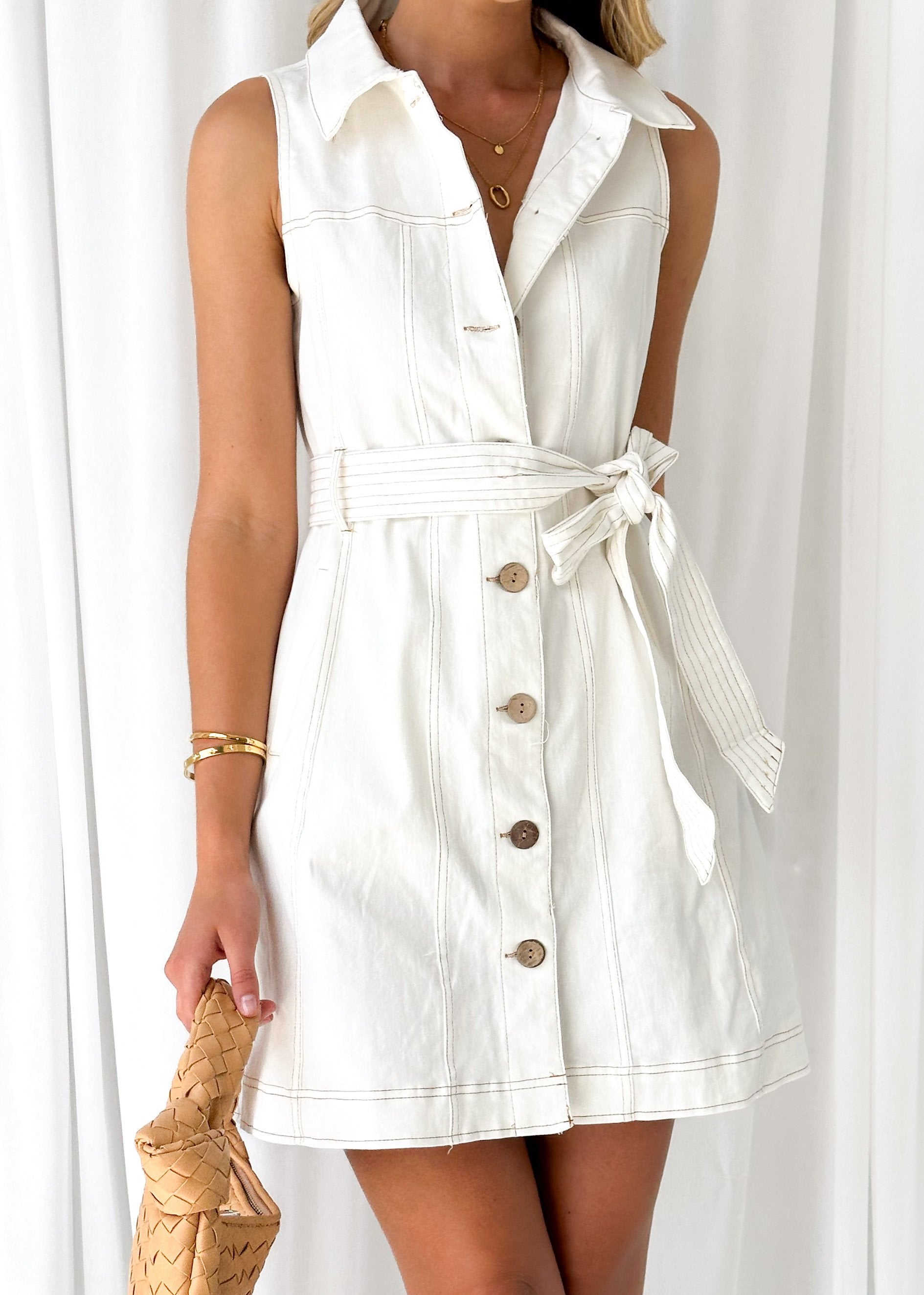 Sariah Stretch Denim Dress - Off White