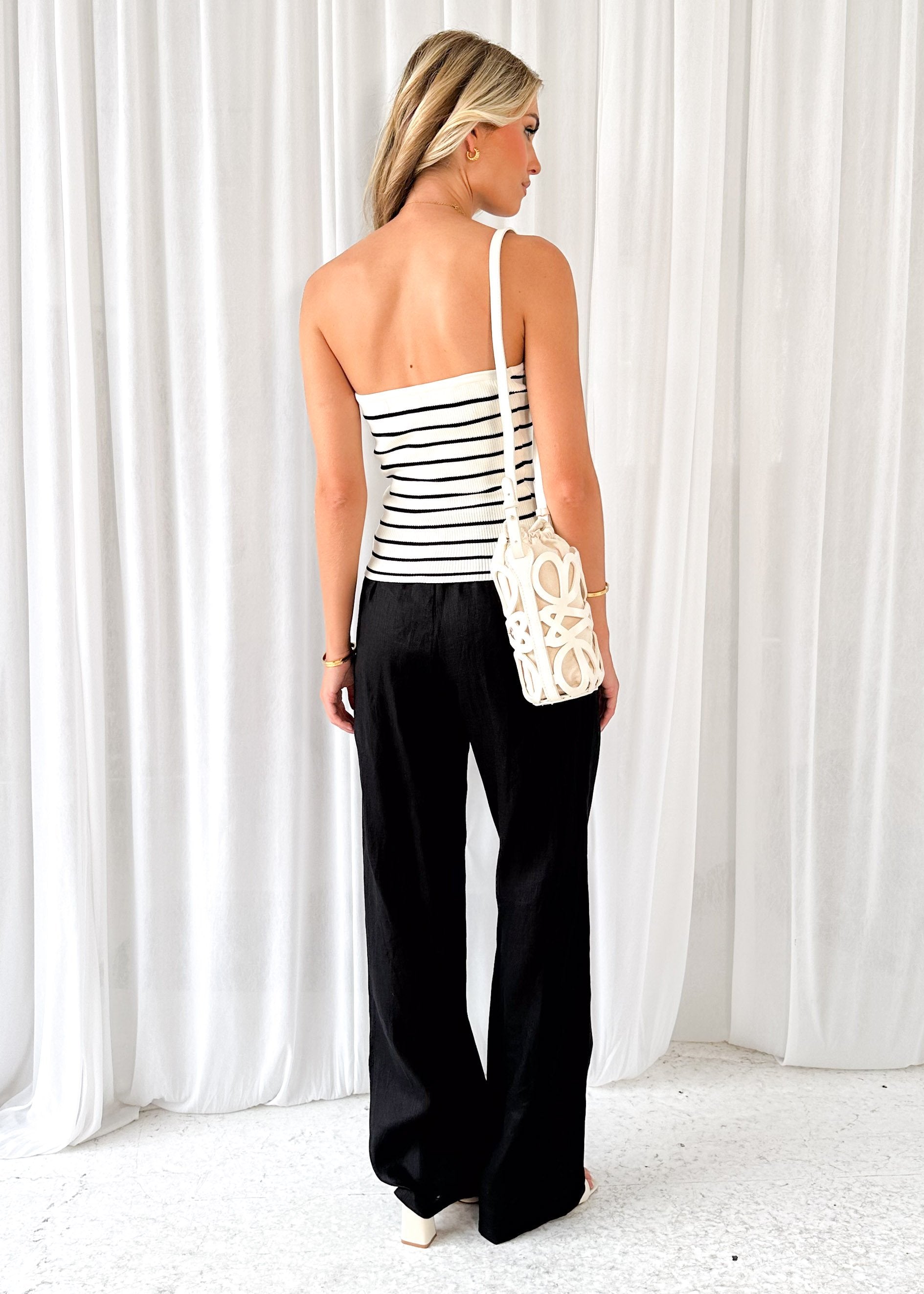 Zailo Strapless Knit Top - White Stripe