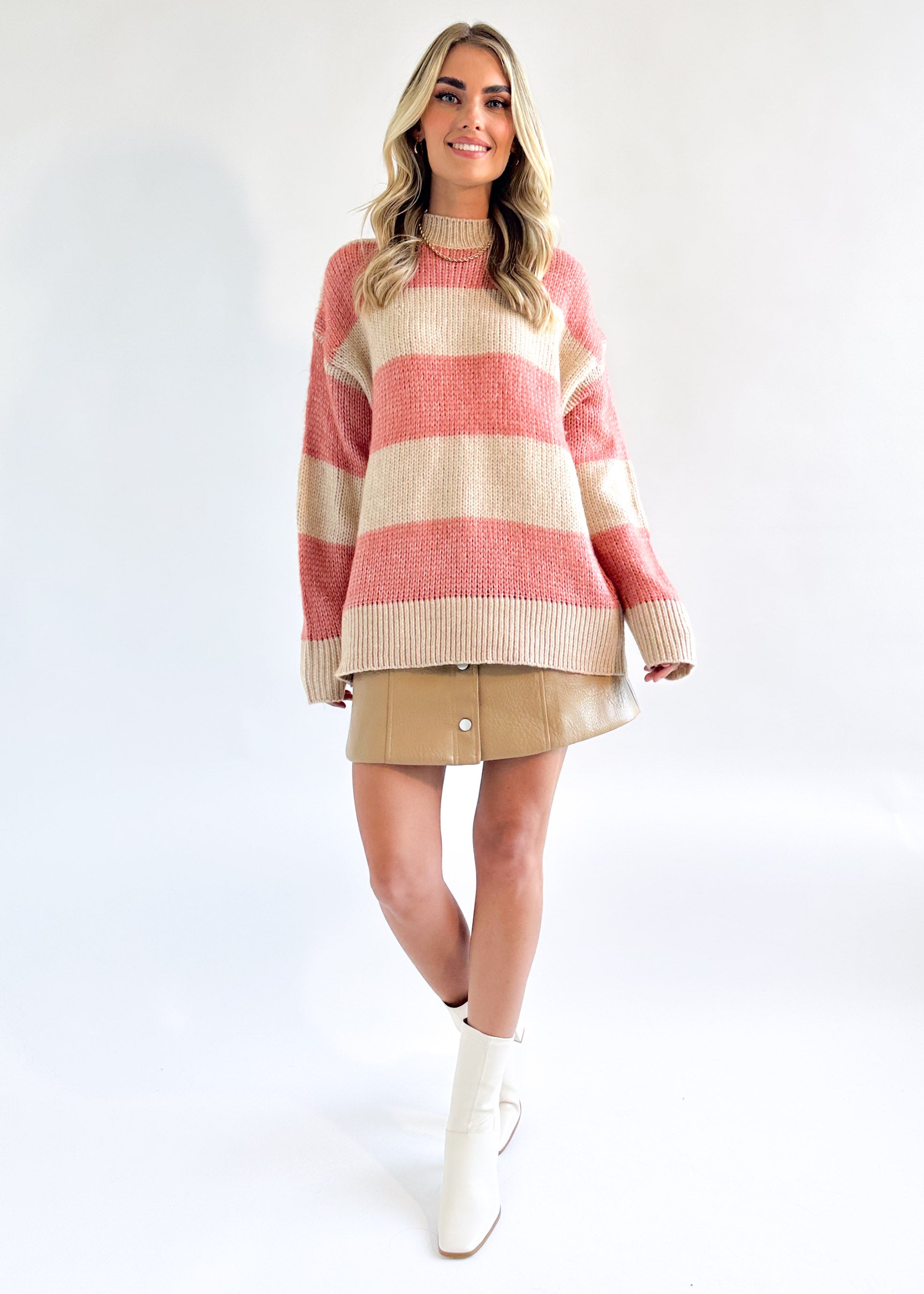 Riviera Sweater - Rose Stripe