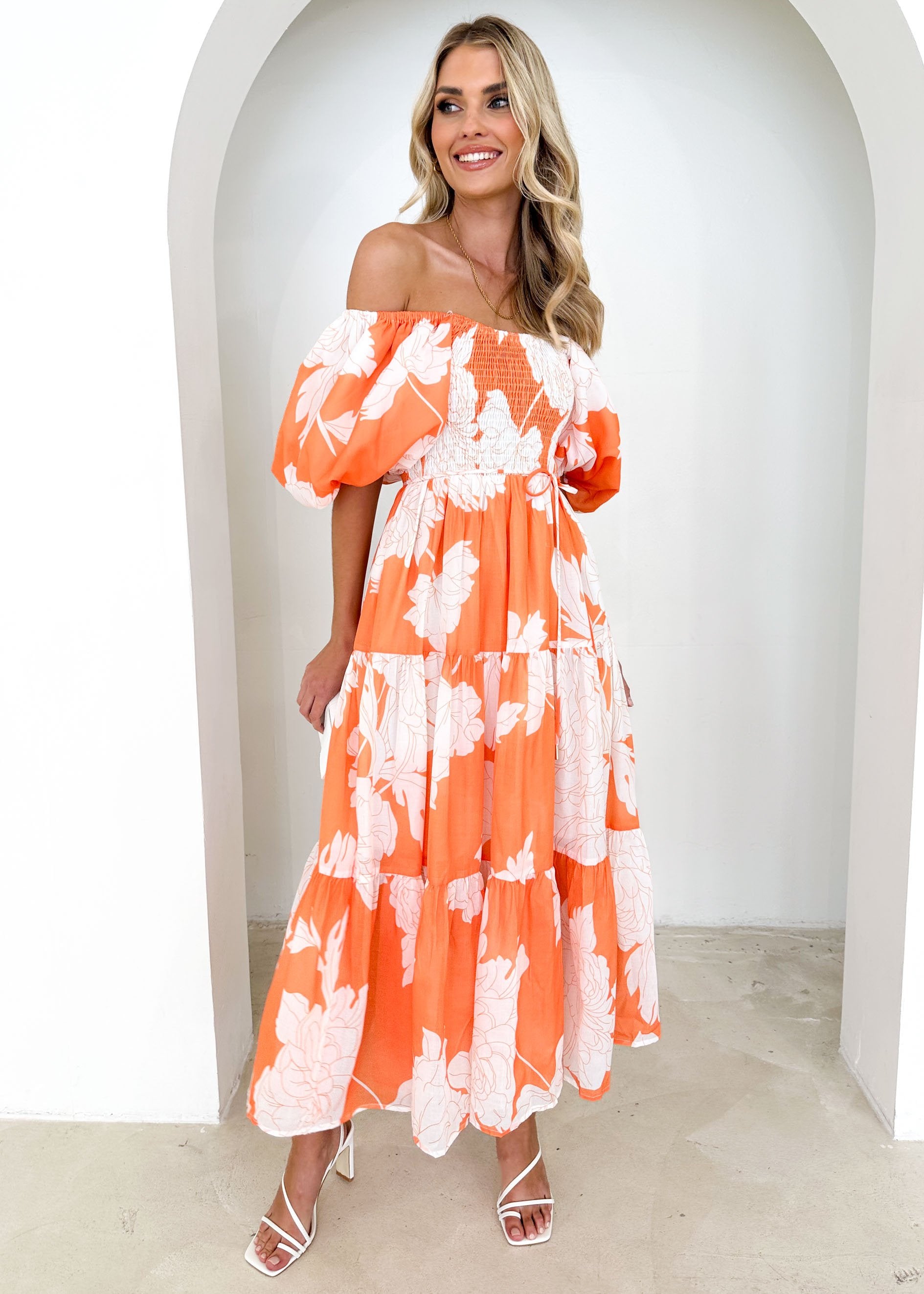 Mariani Maxi Dress - Tangerine Floral