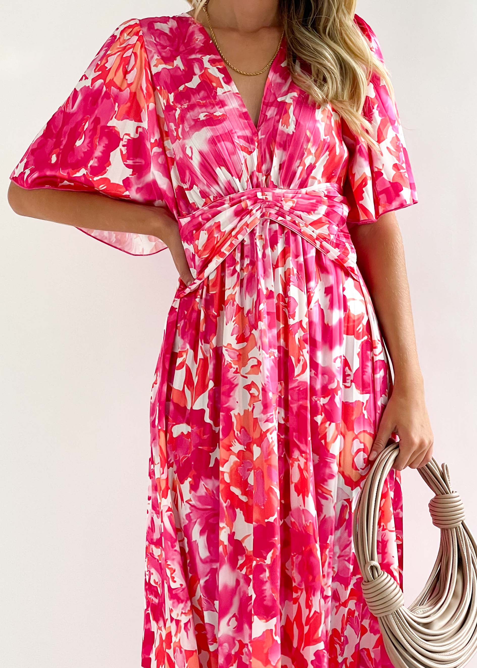 Rafella Midi Dress - Pink Floral