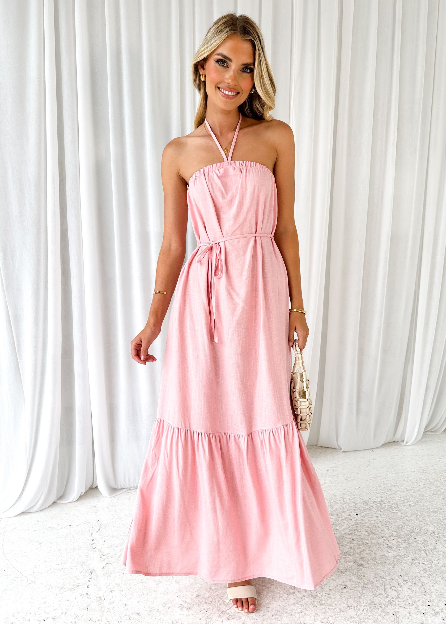 Ianna Halter Maxi Dress - Pink