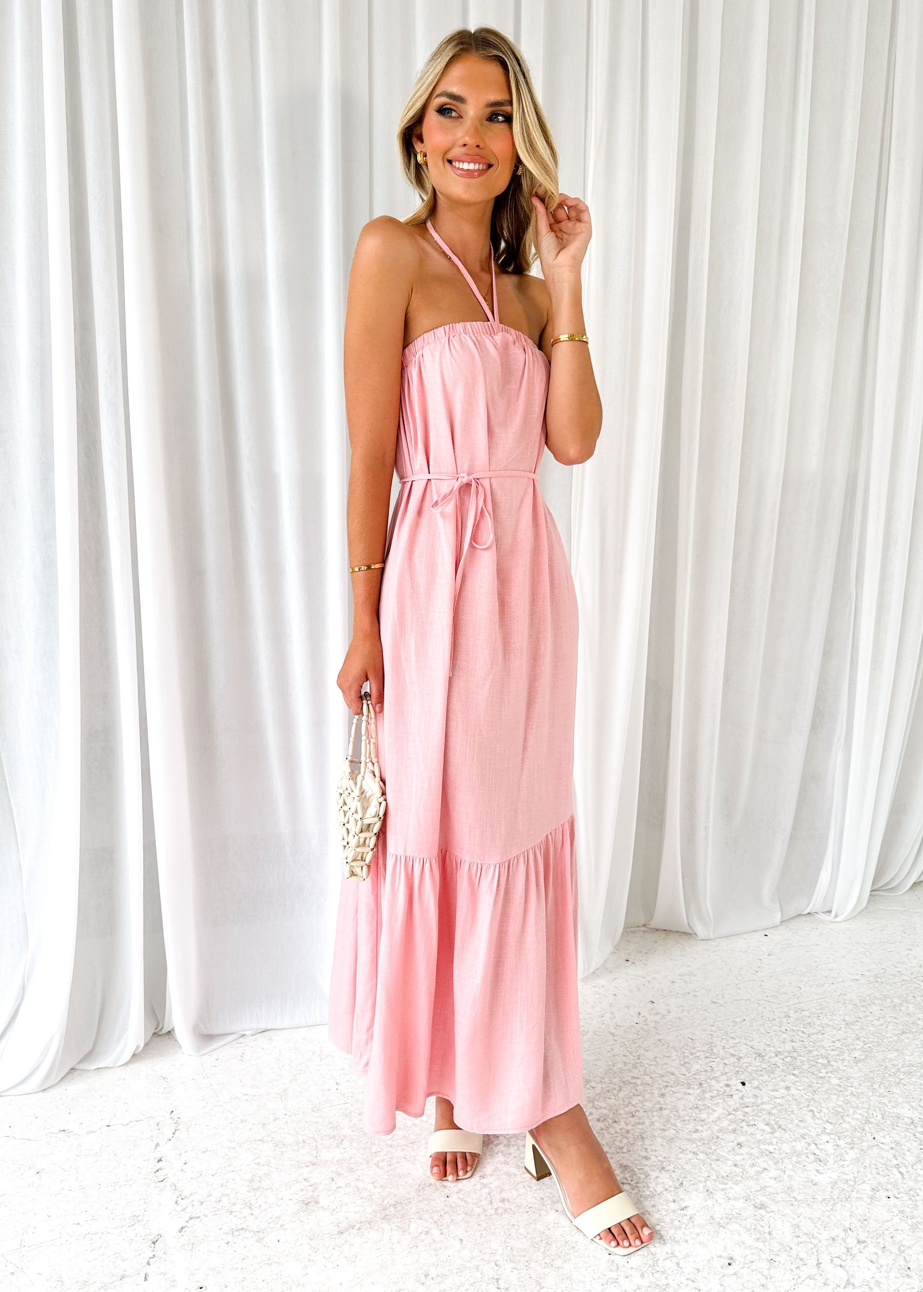 Ianna Halter Maxi Dress - Pink