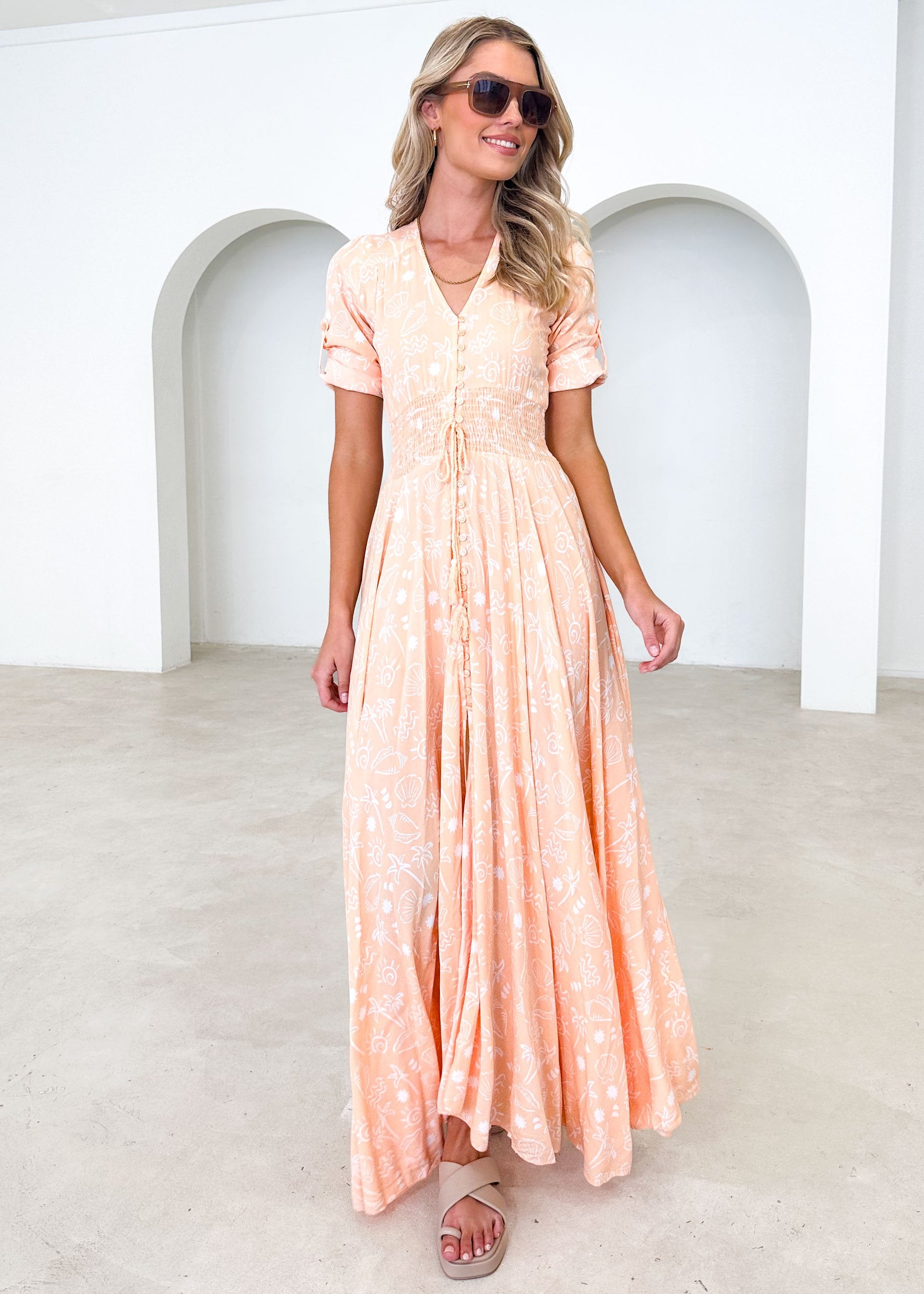 New Romantics Maxi Dress - Peach Island