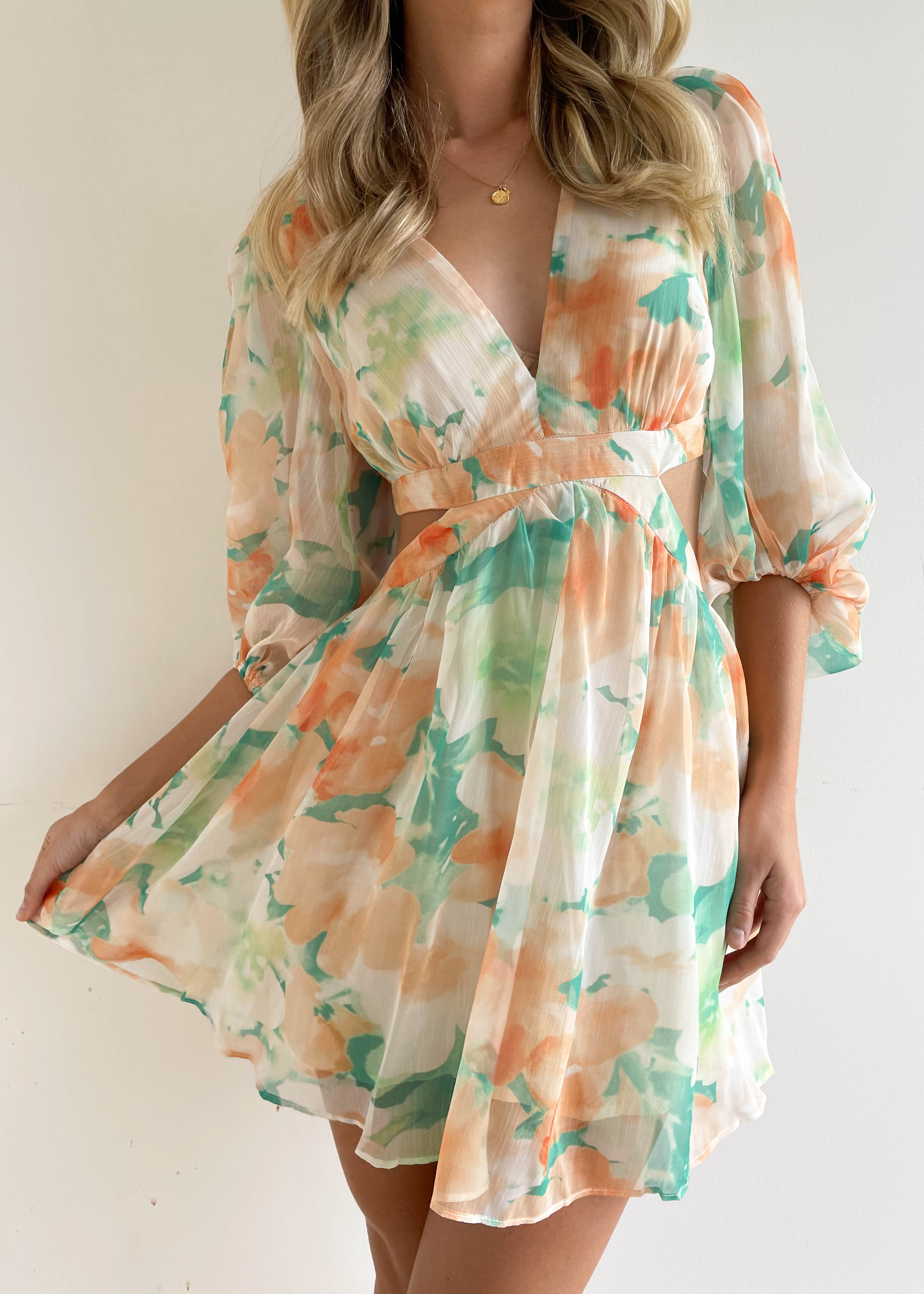 Leonia Dress - Orange Floral