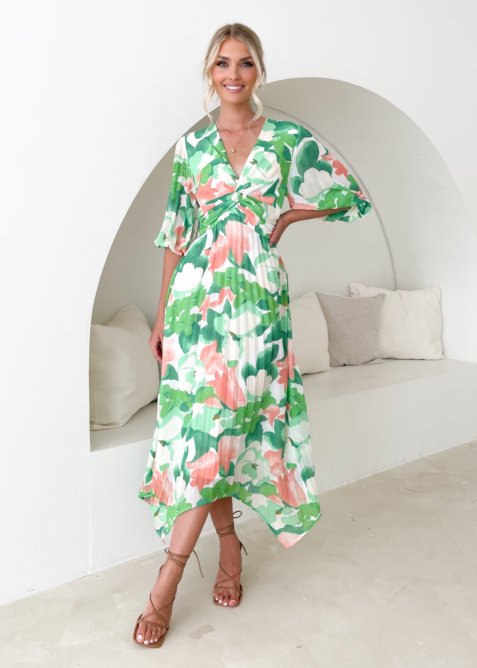 Ishani Midi Dress - Green Floral