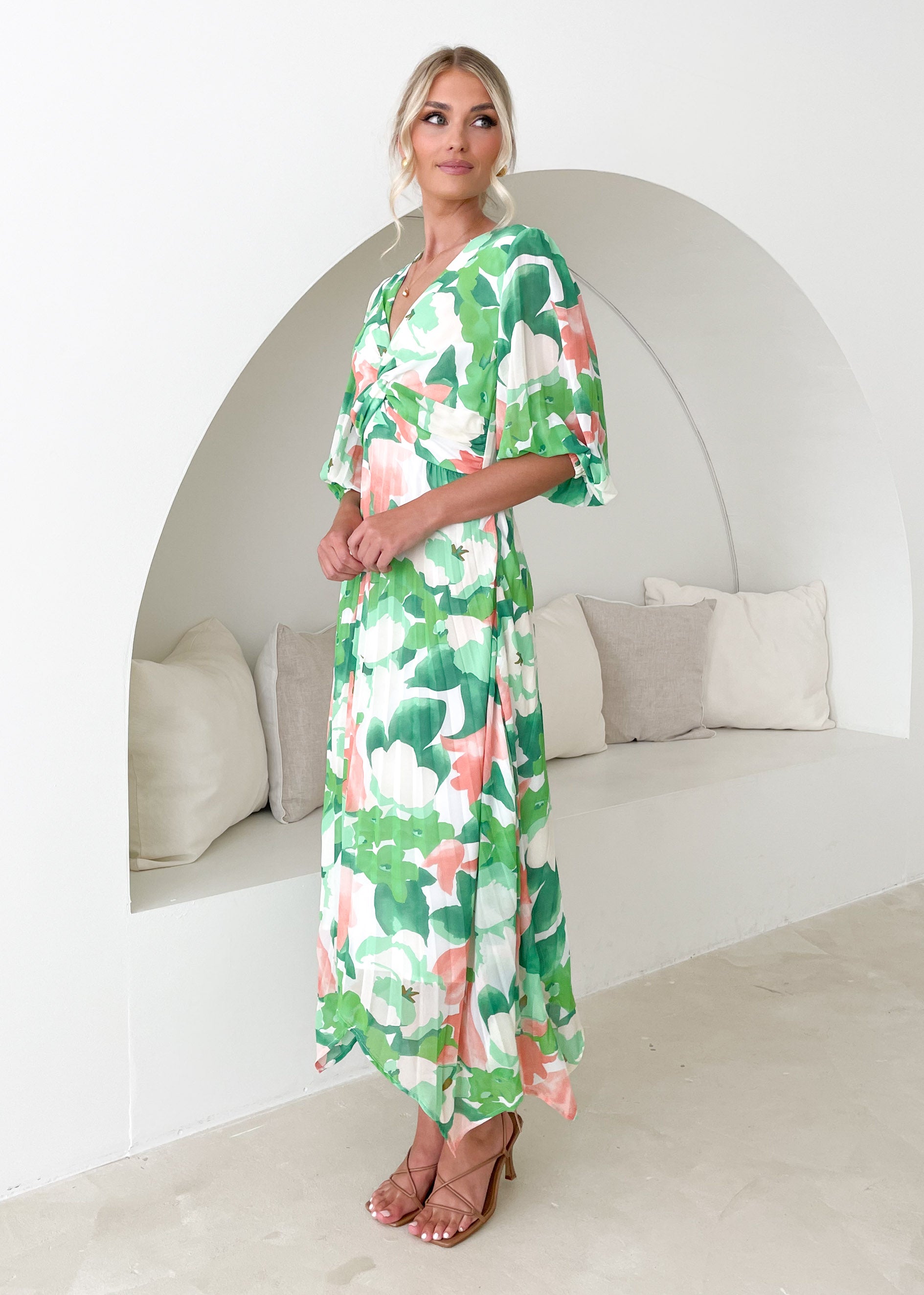 Ishani Midi Dress - Green Floral