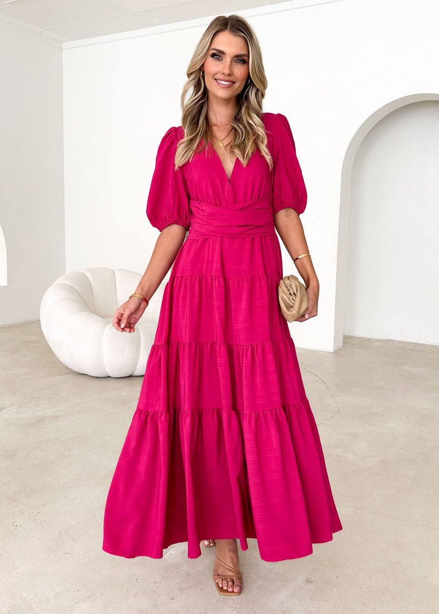 Geerio Maxi Dress - Berry