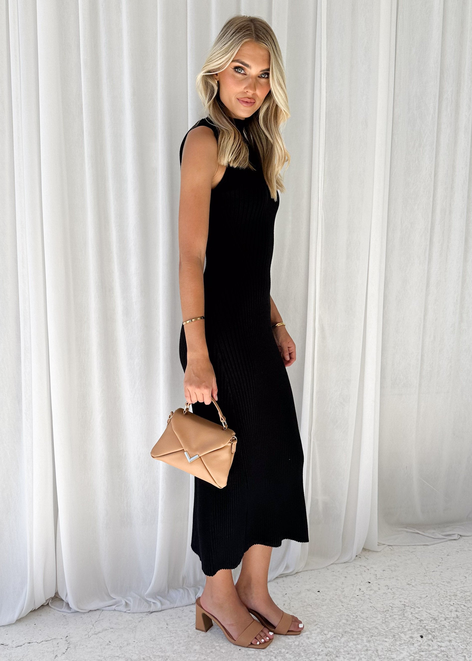 Danicca Knit Midi Dress - Black