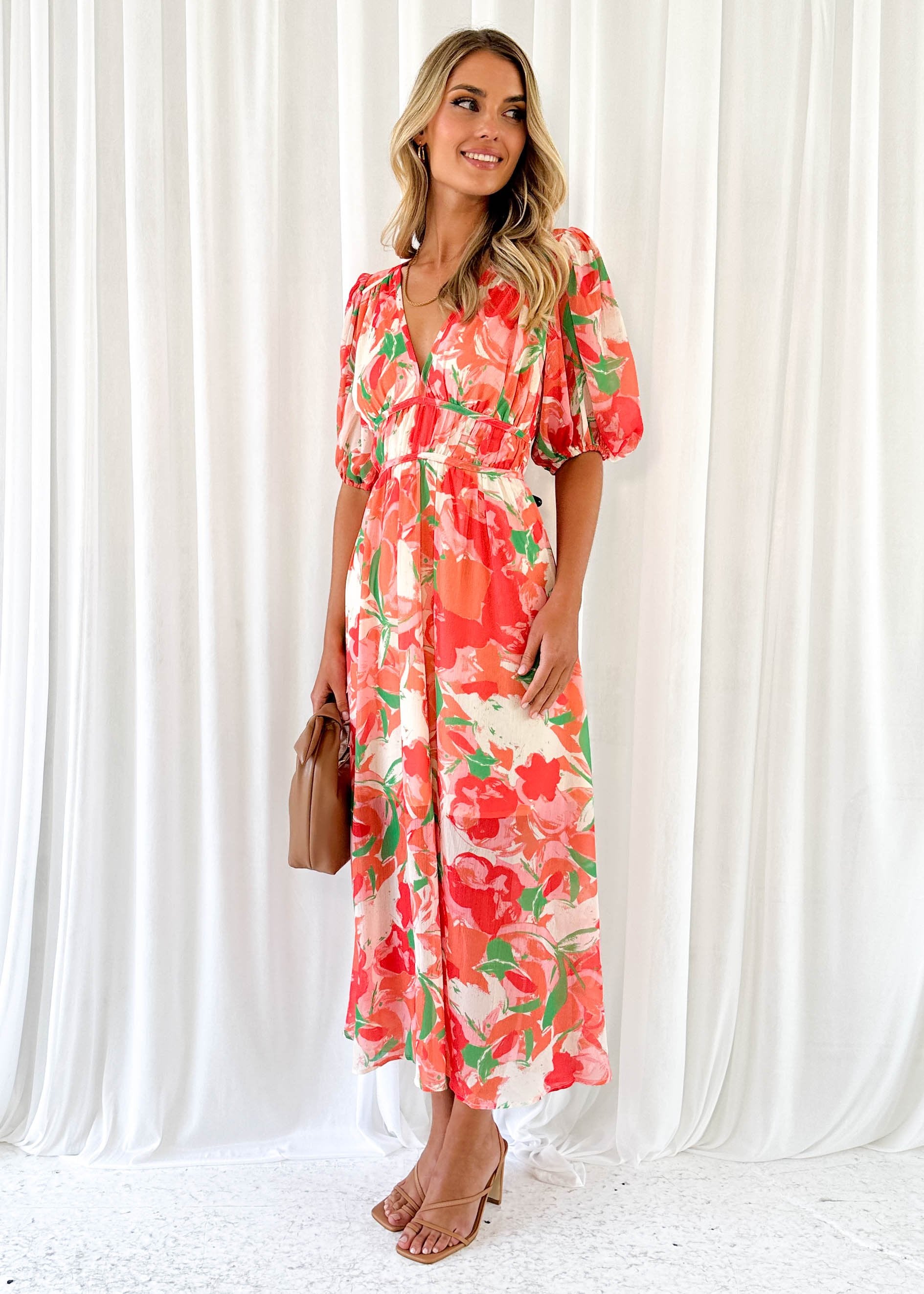 Zanette Midi Dress - Watermelon Floral