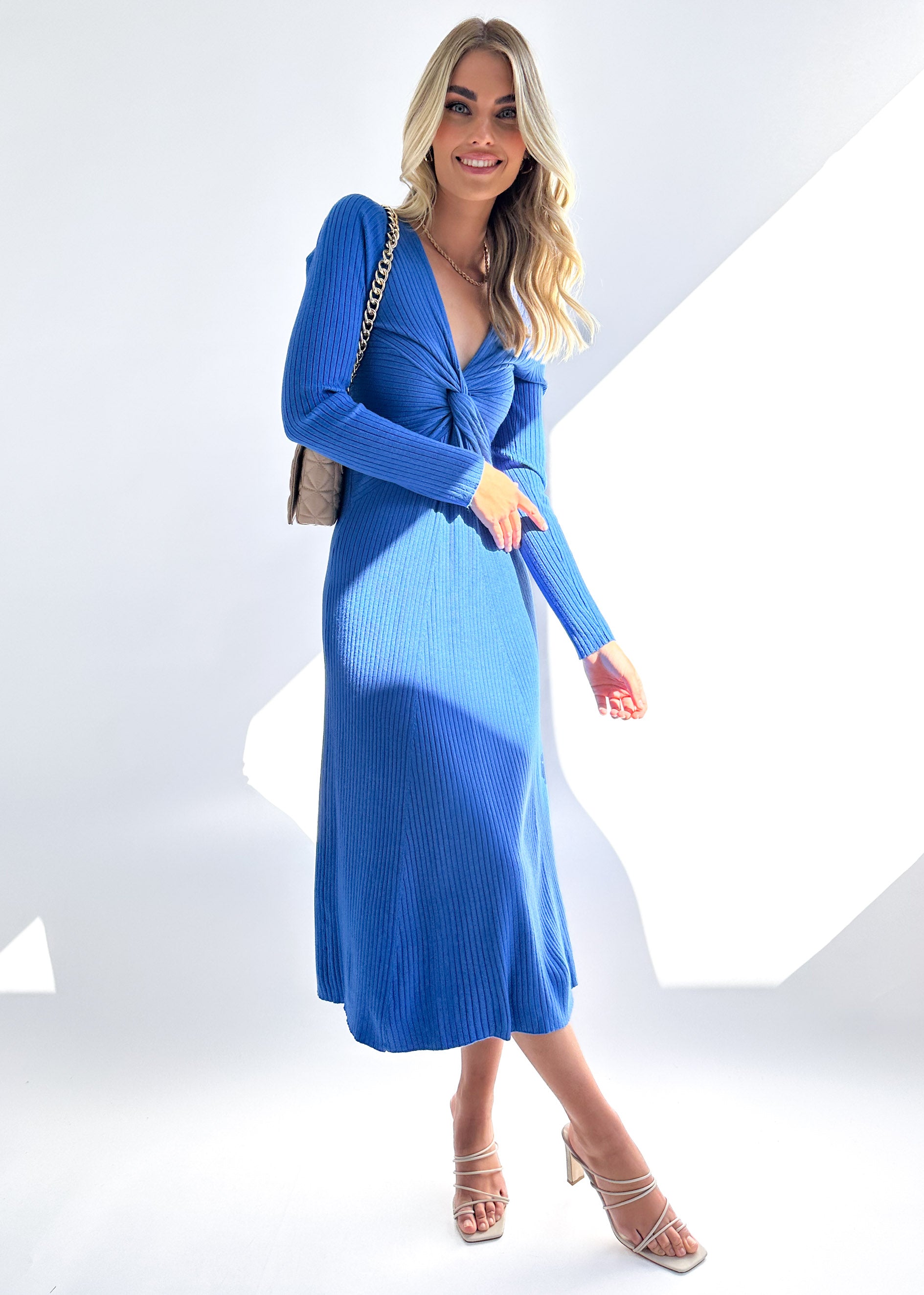 Eblin Knit Midi Dress - Blue