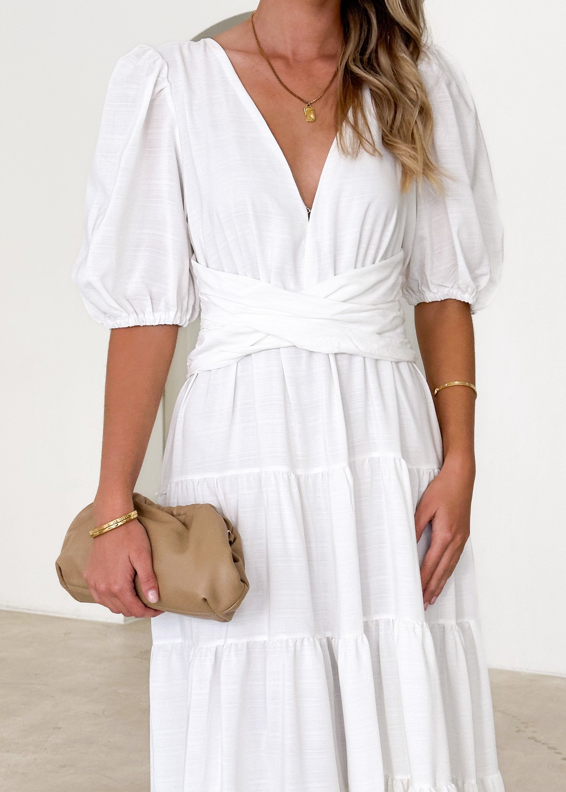 Geerio Maxi Dress - Off White
