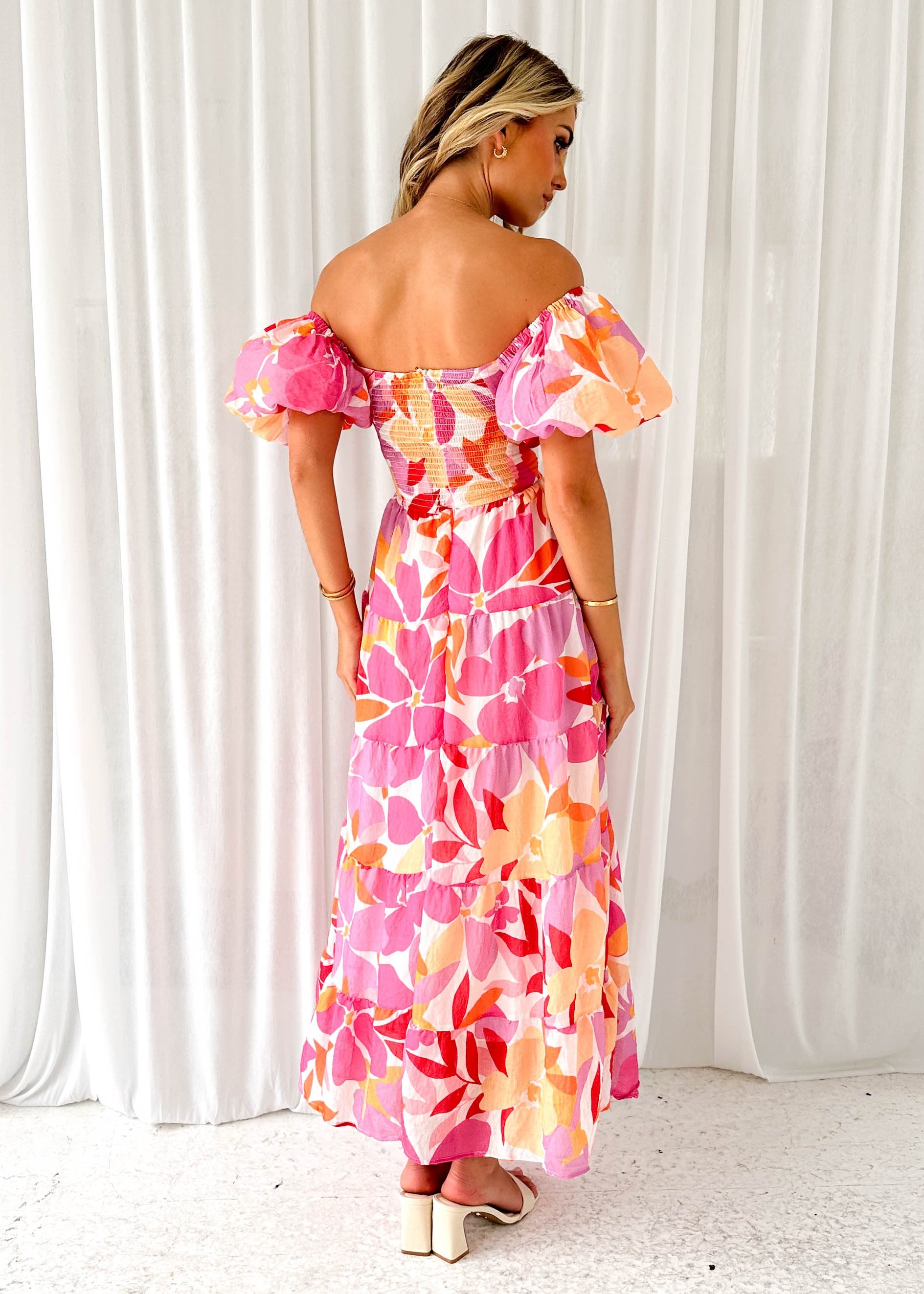 Dijoe Midi Dress - Pink Floral