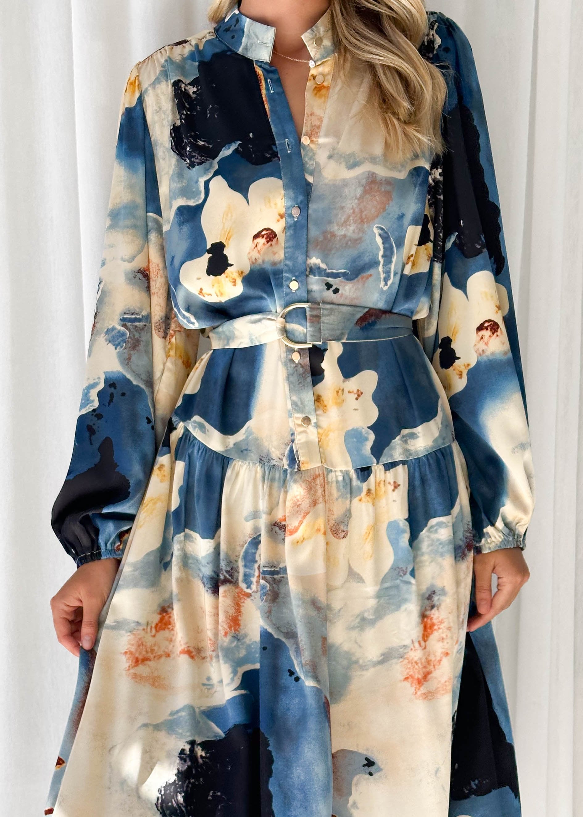 Sienna Midi Dress - Blue Marble