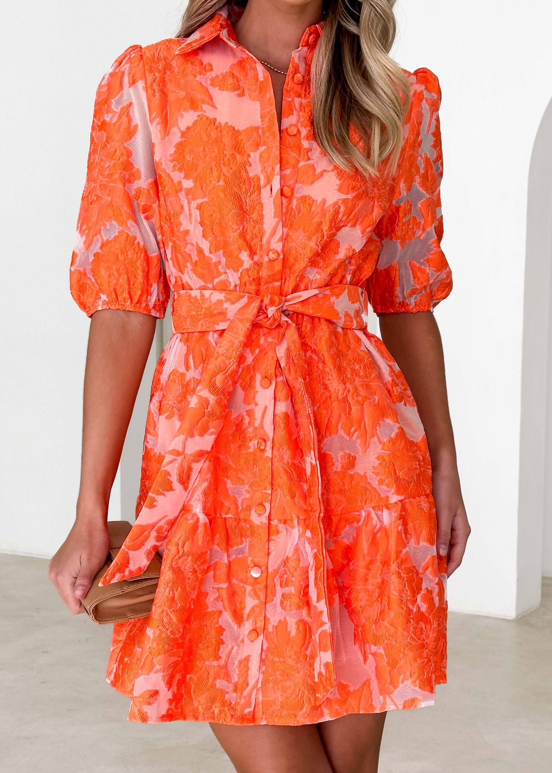 Glazer Dress - Orange Jacquard