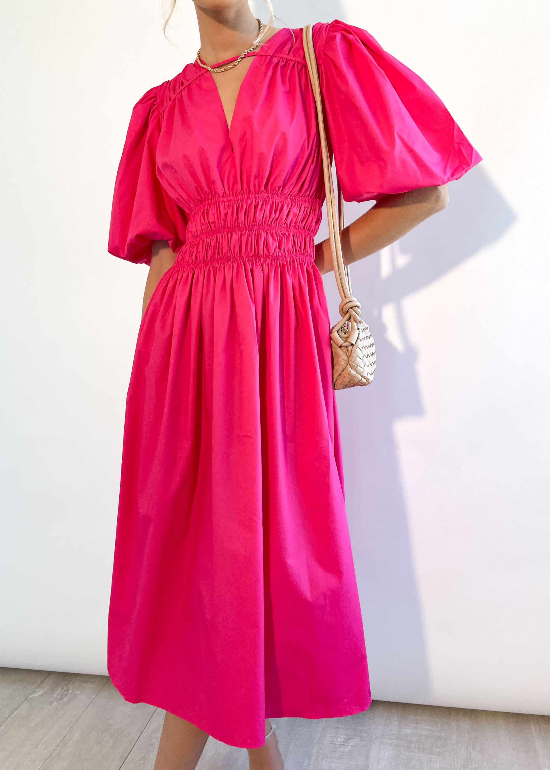 Alexia Midi Dress - Hot Pink