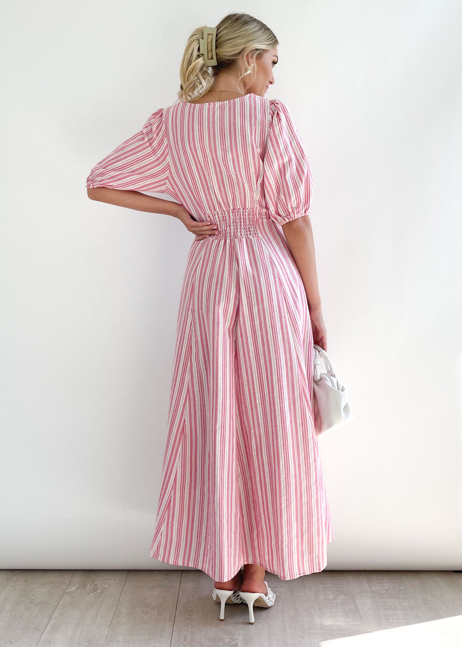 Oswell Midi Dress - Pink Stripe