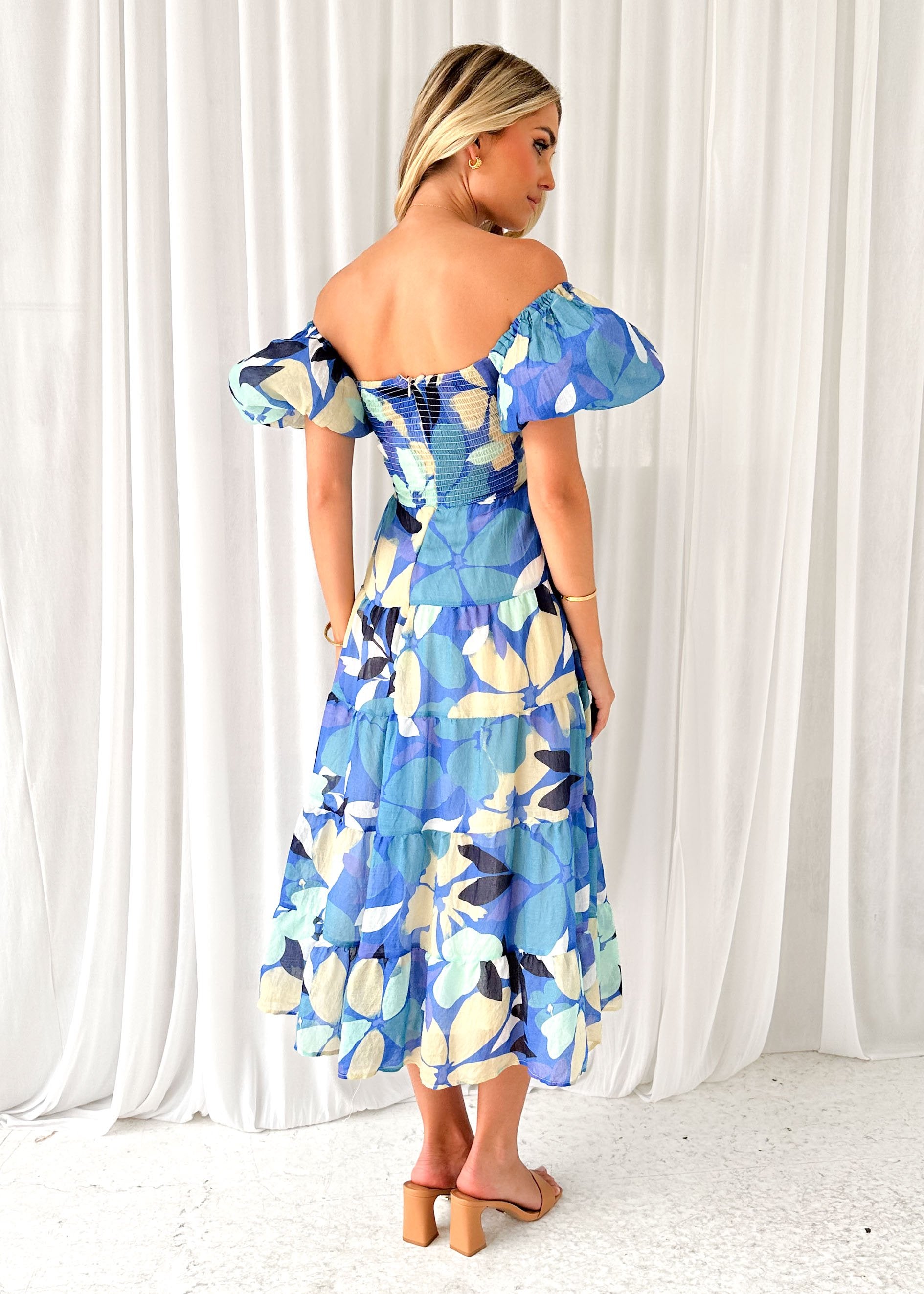 Dijoe Midi Dress - Blue Floral