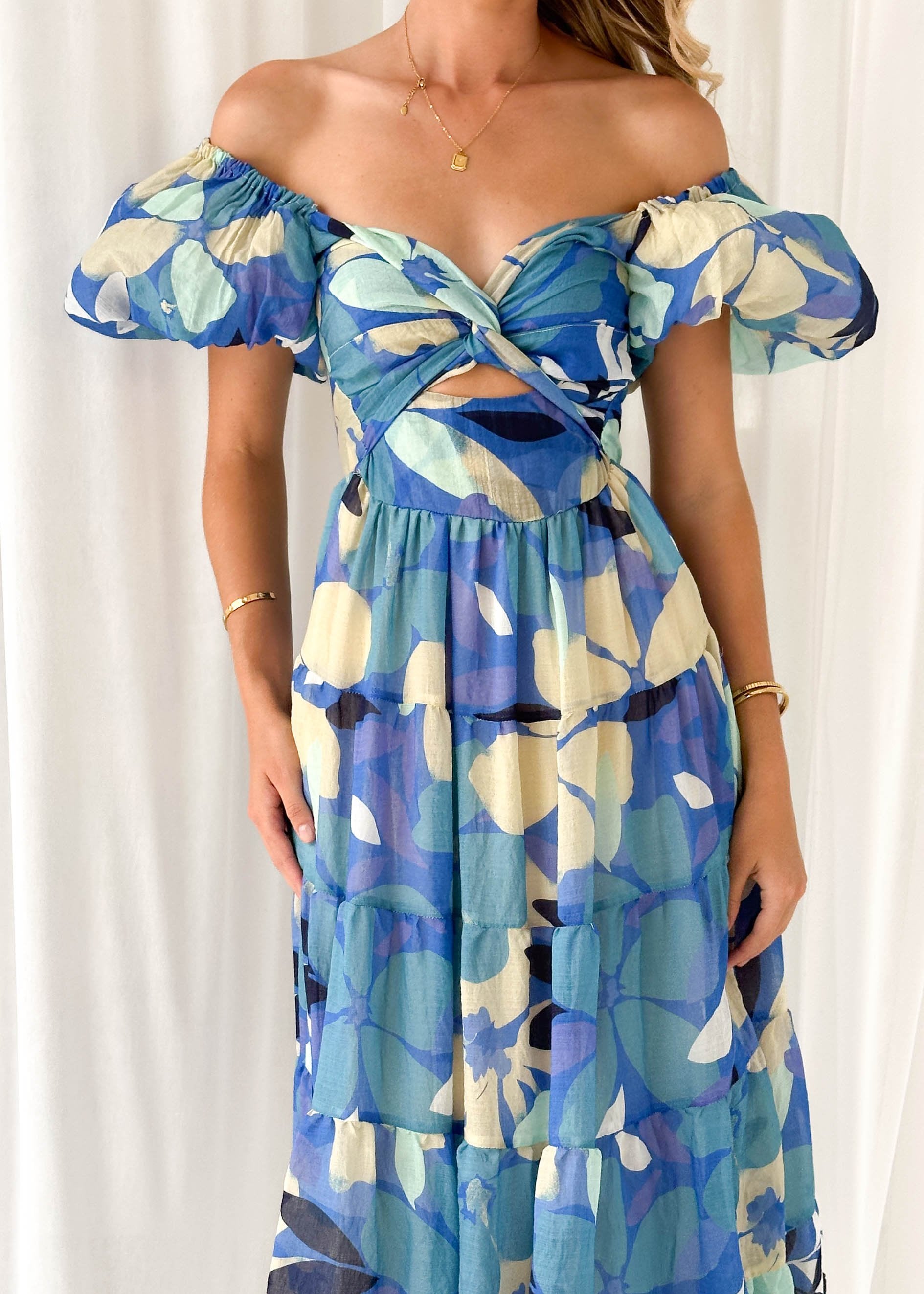 Dijoe Midi Dress - Blue Floral