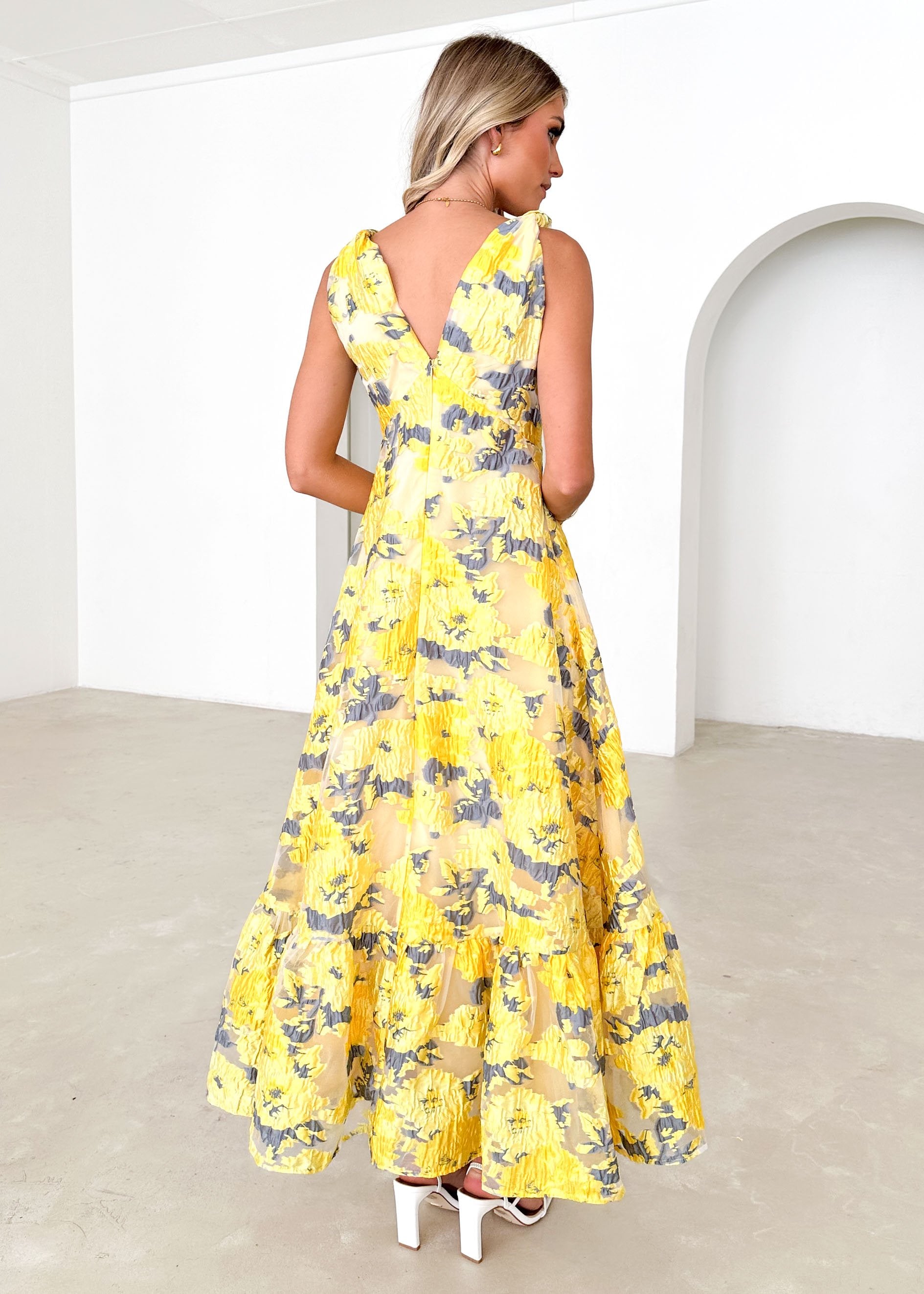 Lusion Maxi Dress - Yellow Jacquard
