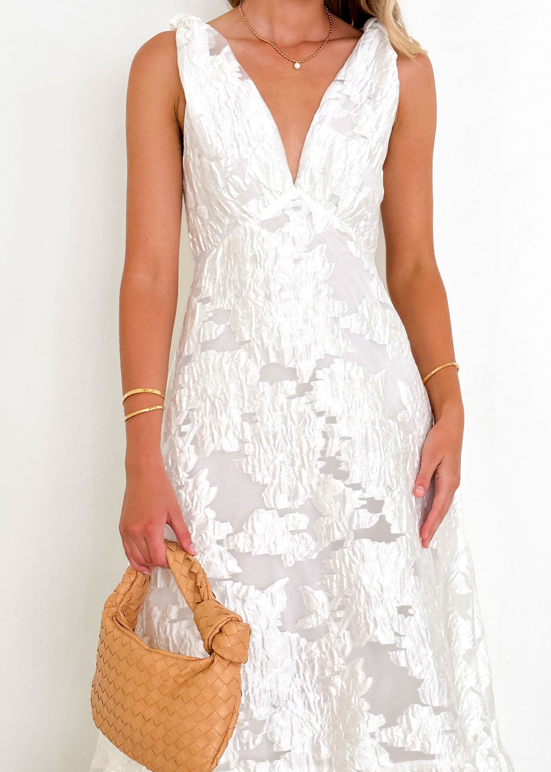 Lusion Maxi Dress - White Jacquard